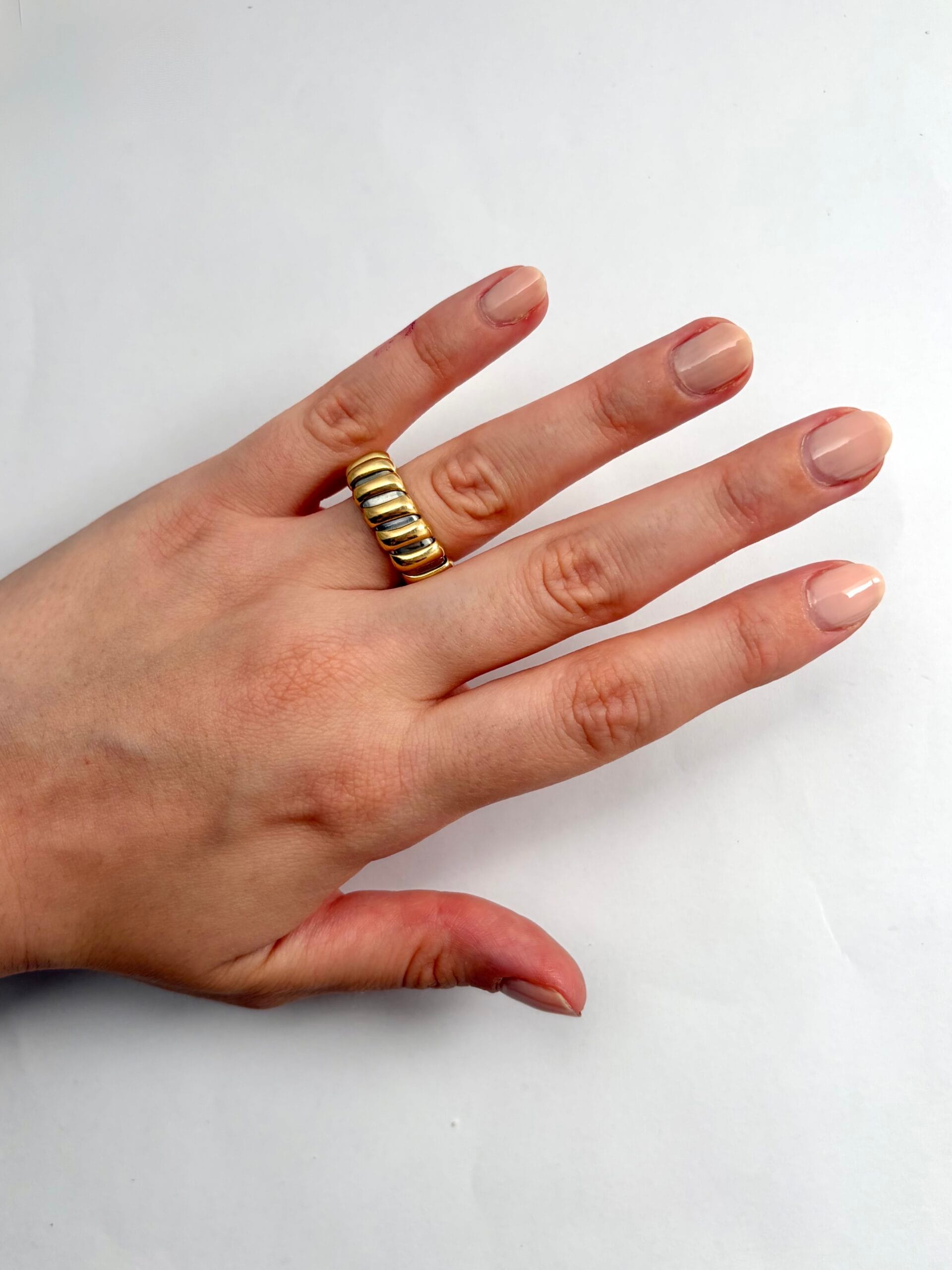 Anello bulgari tubogas vintage in oro giallo e acciaio-3