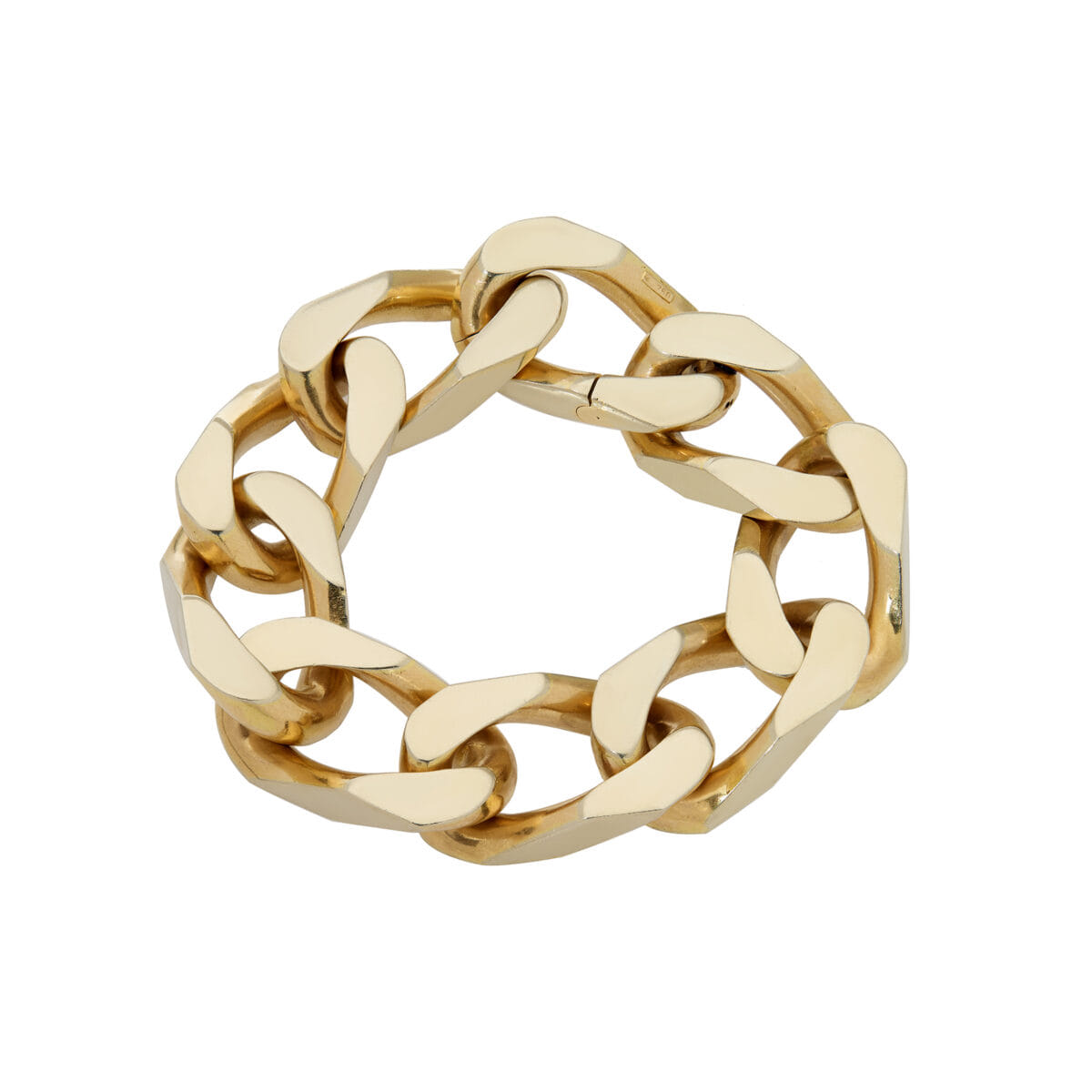 Bracciale groumette big in oro giallo e bianco satinato-1