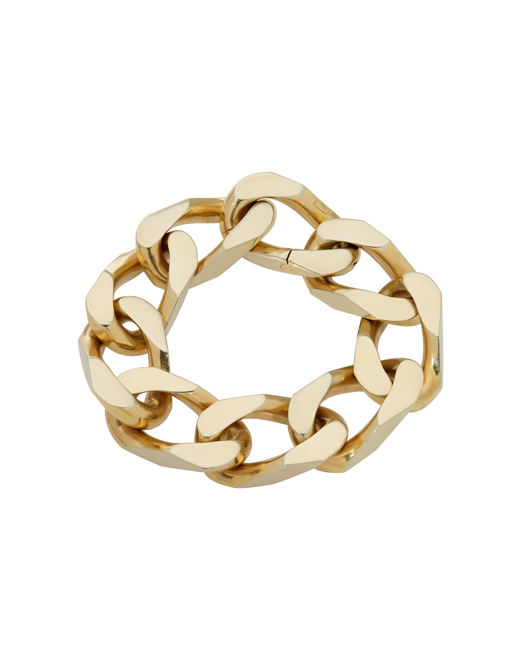 Bracciale groumette big in oro giallo e bianco satinato-1