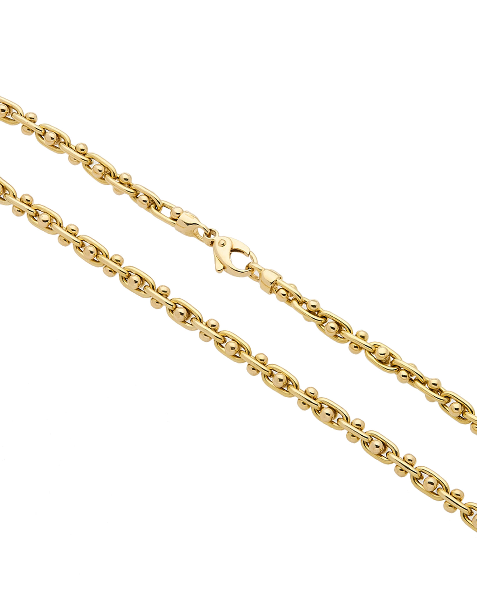 Collana maglia catena ovale con sfere in oro giallo-3