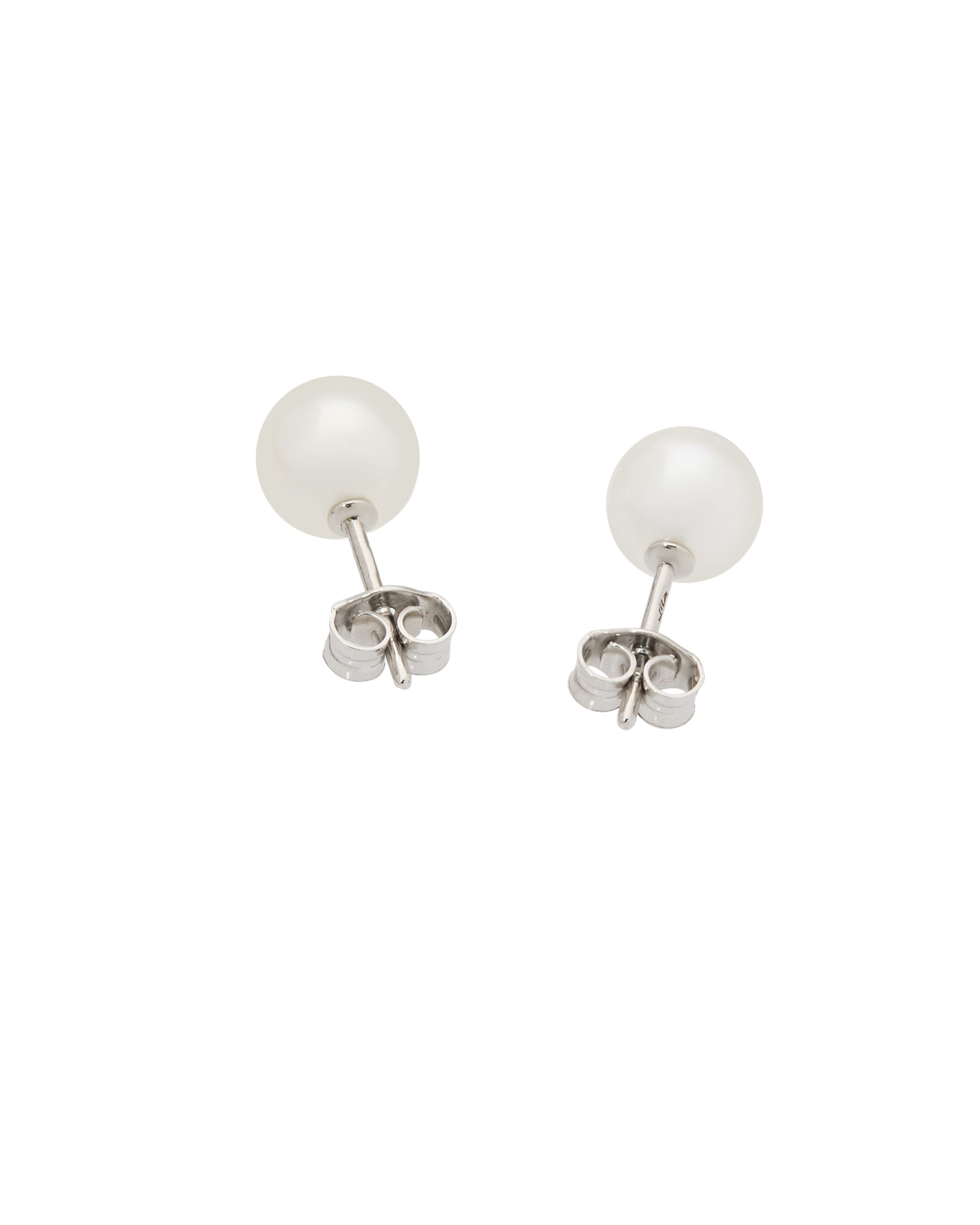 Orecchini con perle fiume 6,5 mm in oro bianco-2