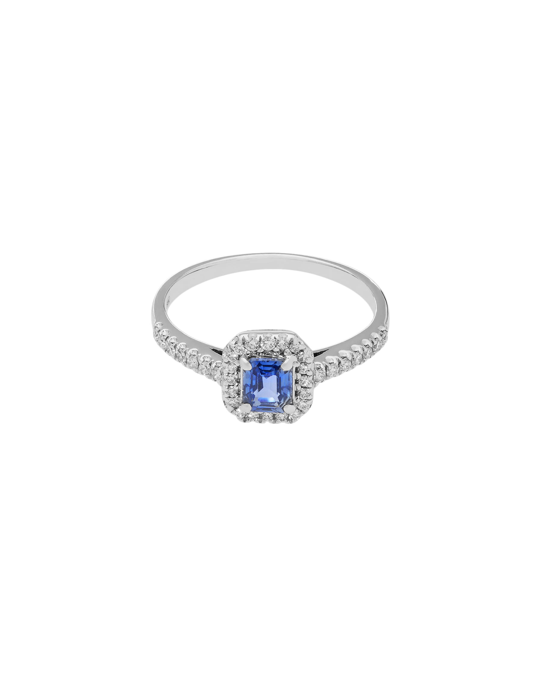Anello oro bianco con zaffiro blu e diamanti-1