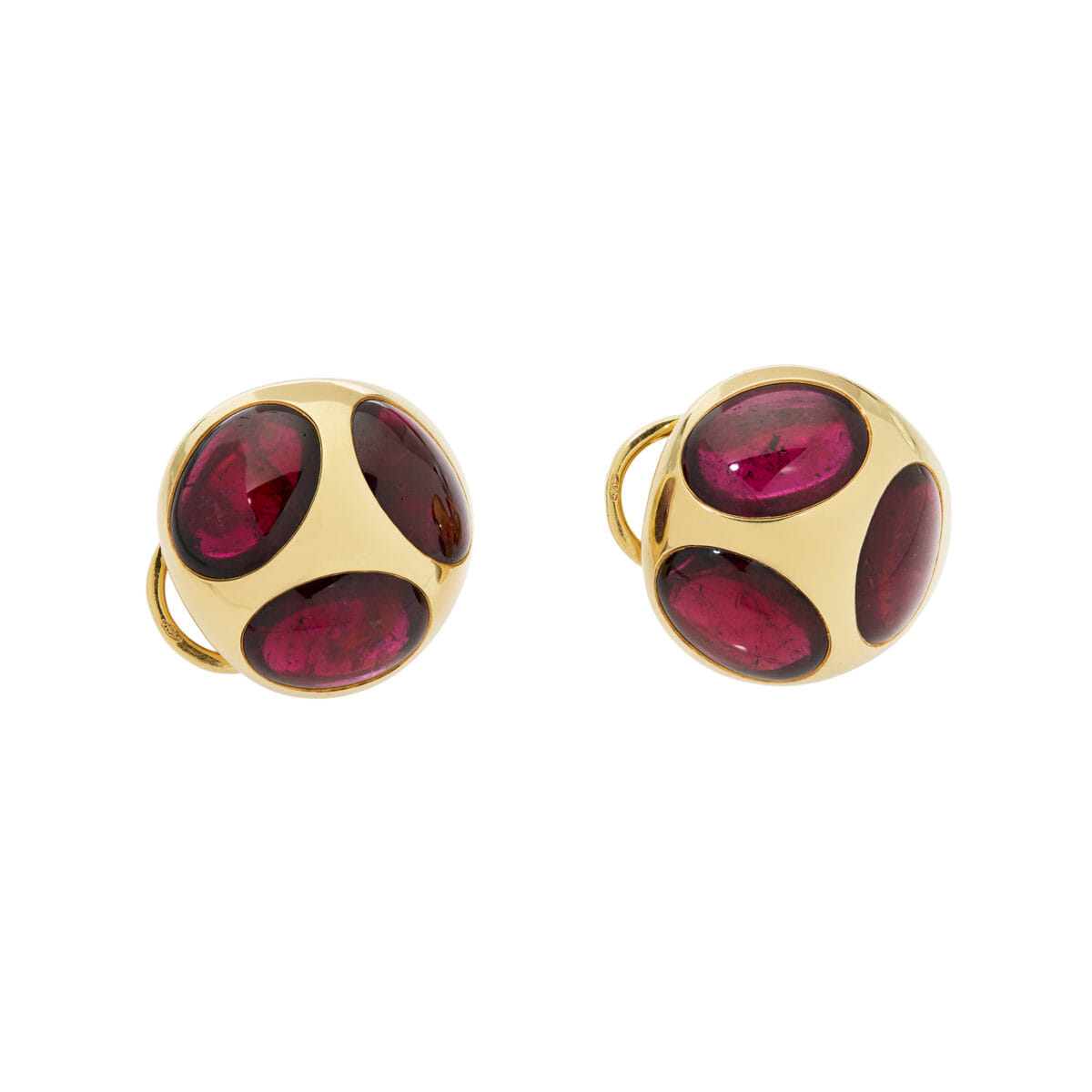 Orecchini pomellato bisanzio in oro giallo con granati cabochon-1