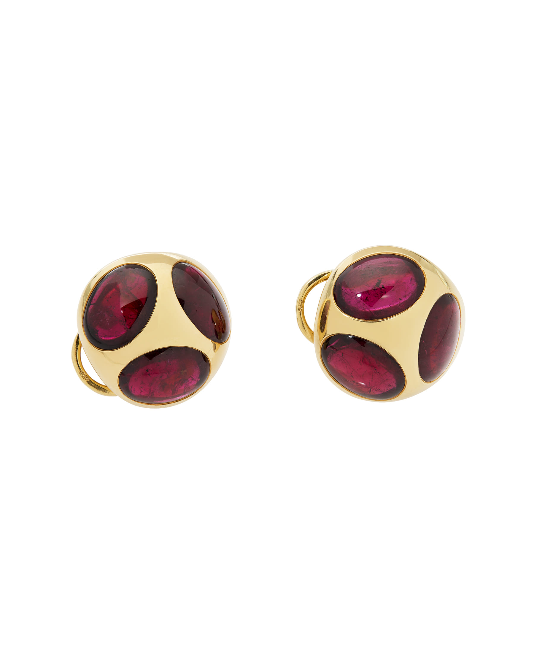 Orecchini pomellato bisanzio in oro giallo con granati cabochon-1