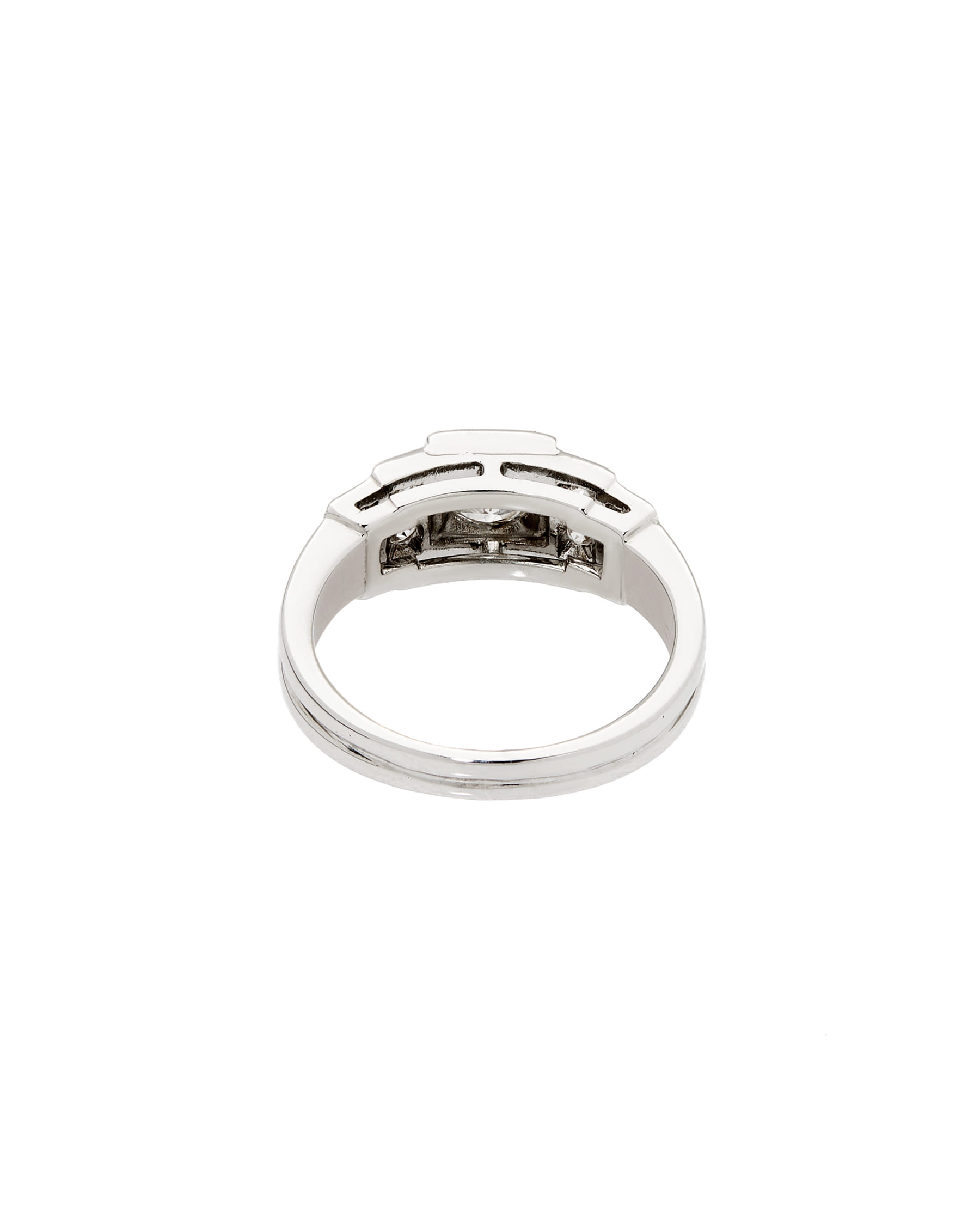 Anello stile art decò in oro bianco con diamanti-3