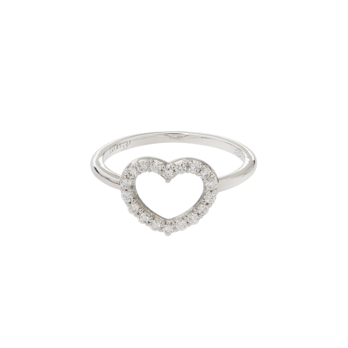 Anello leo pizzo in oro bianco con cuore di diamanti-1