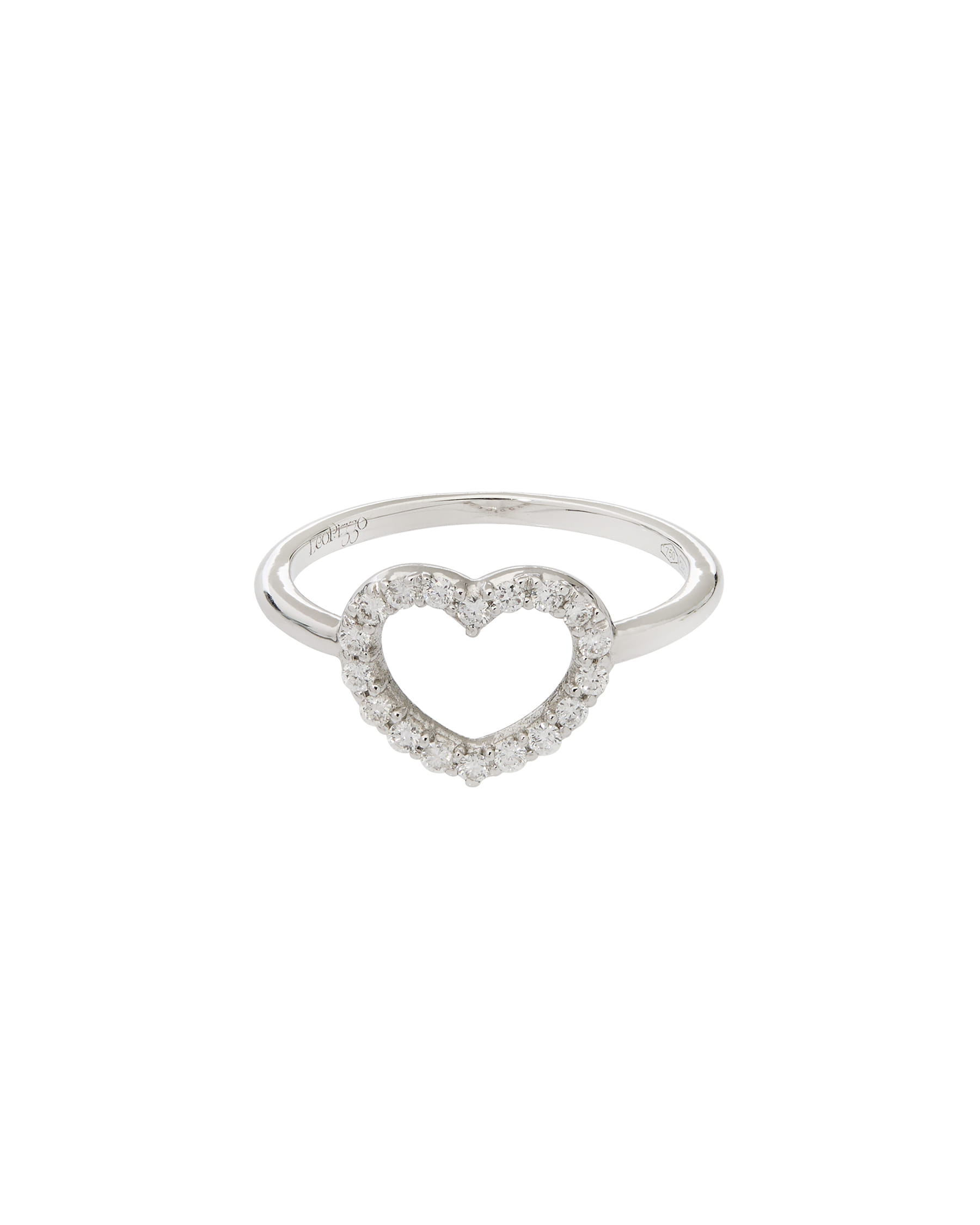 Anello leo pizzo in oro bianco con cuore di diamanti-1