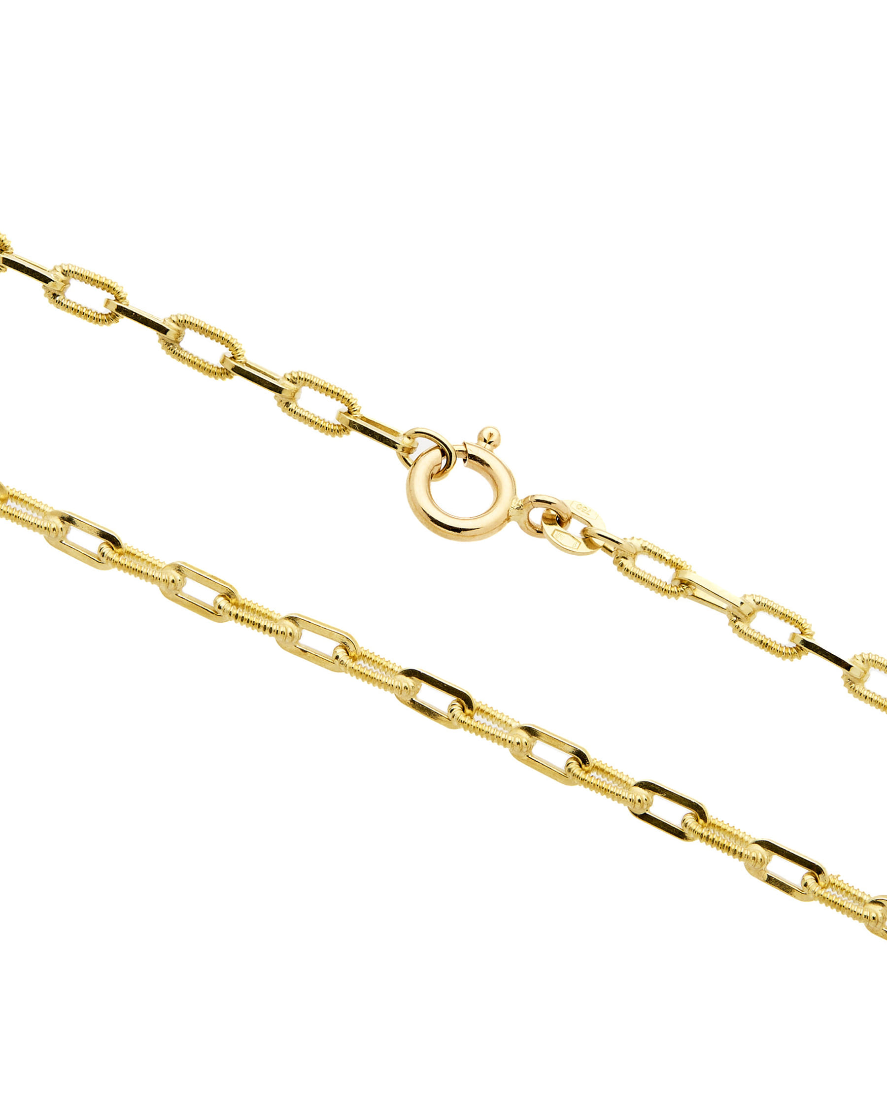 Collana maglia catena ovale in oro giallo lavorato e lucido-2