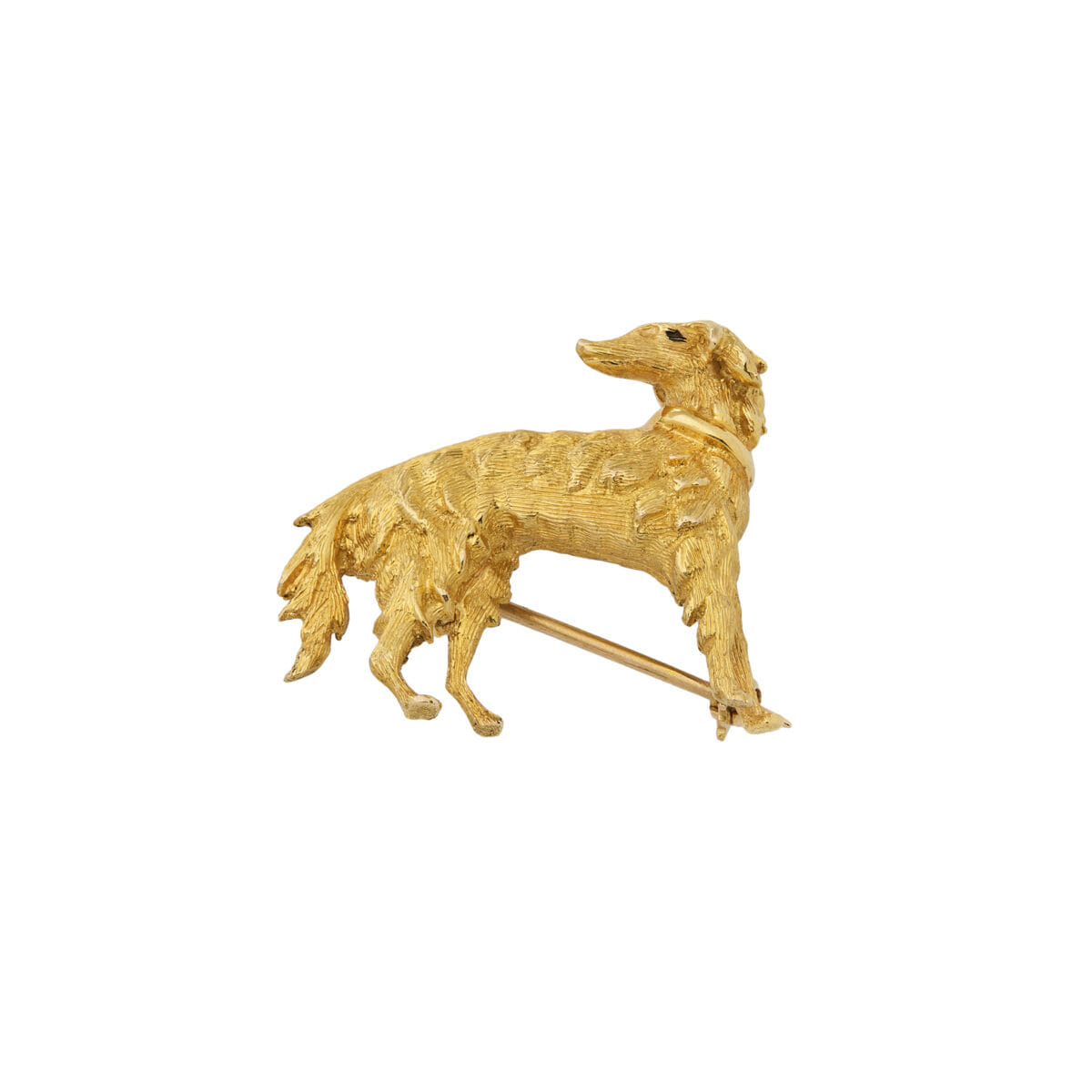 Spilla vintage cane levriero in oro giallo-1