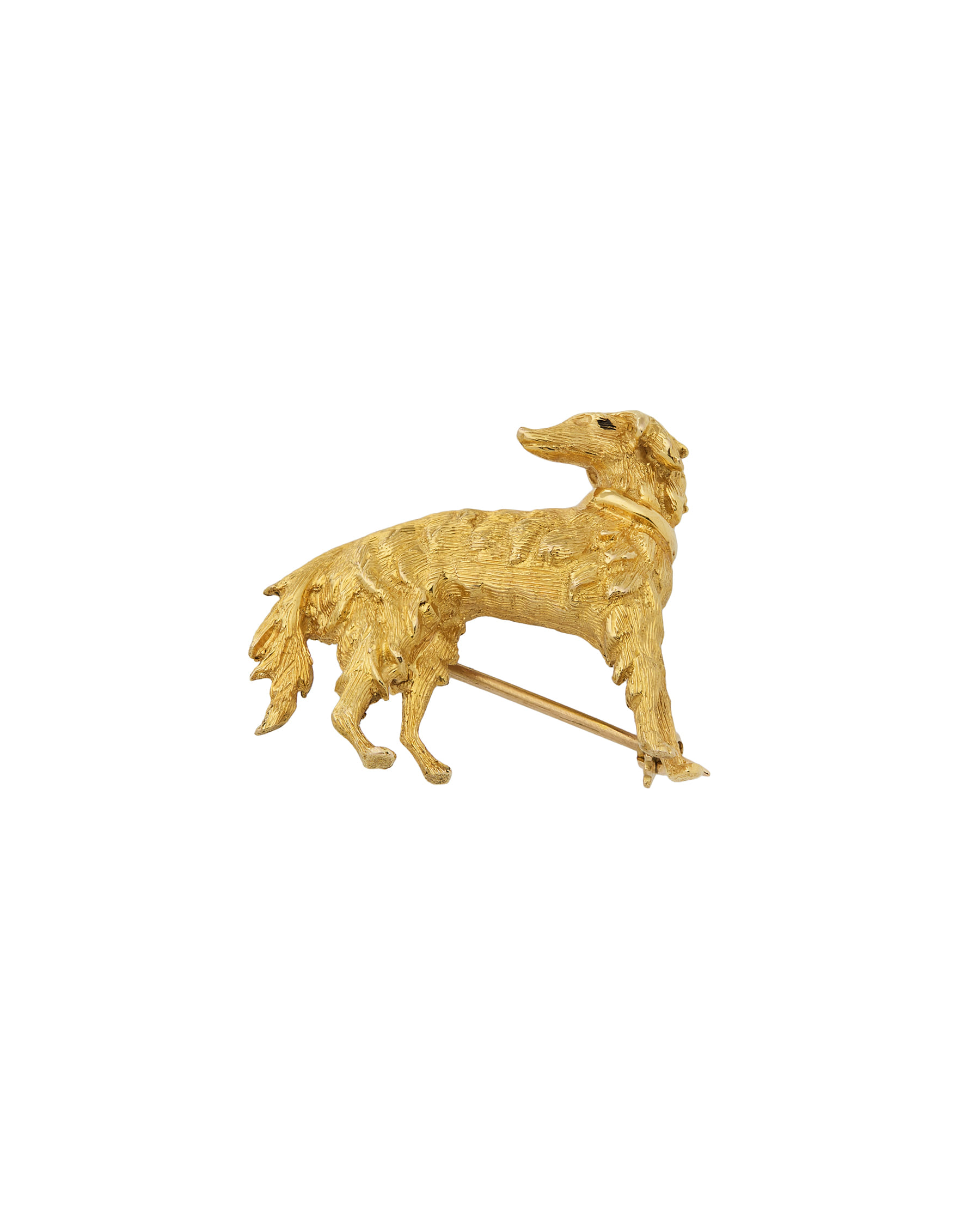 Spilla vintage cane levriero in oro giallo-1