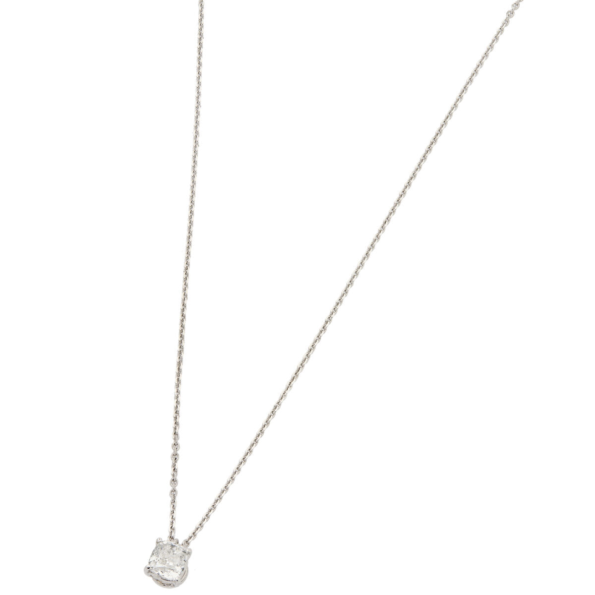 Catenina punto luce in oro bianco con diamante cushion-1