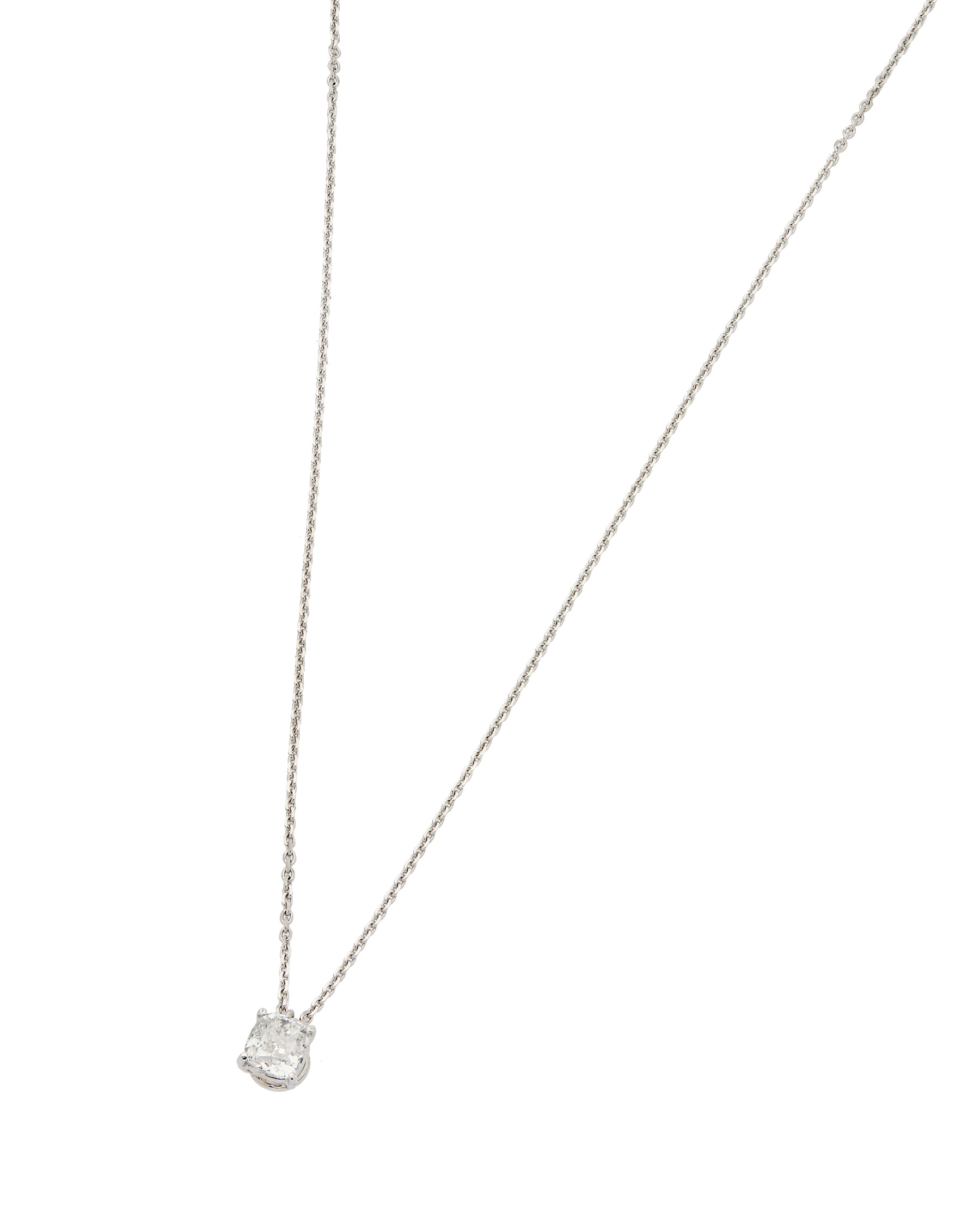Catenina punto luce in oro bianco con diamante cushion-1
