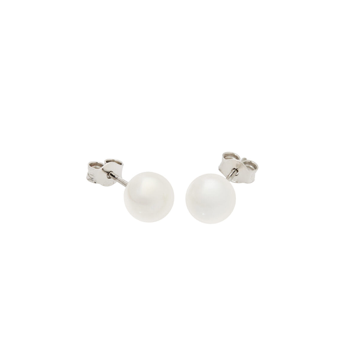 Orecchini con perle fiume 6,5 mm in oro bianco-1