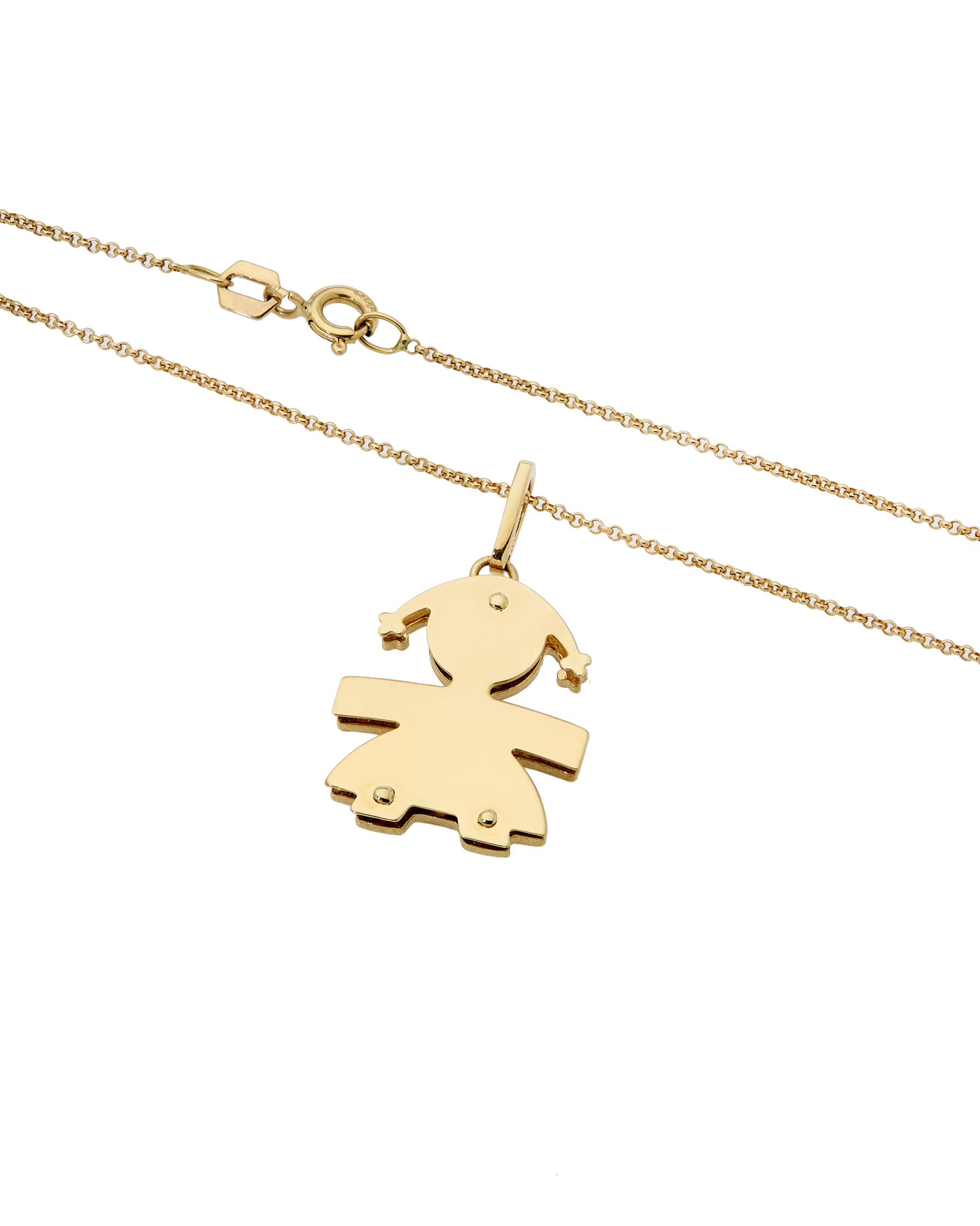 Catenina in oro giallo e ciondolo bimba con diamanti-2