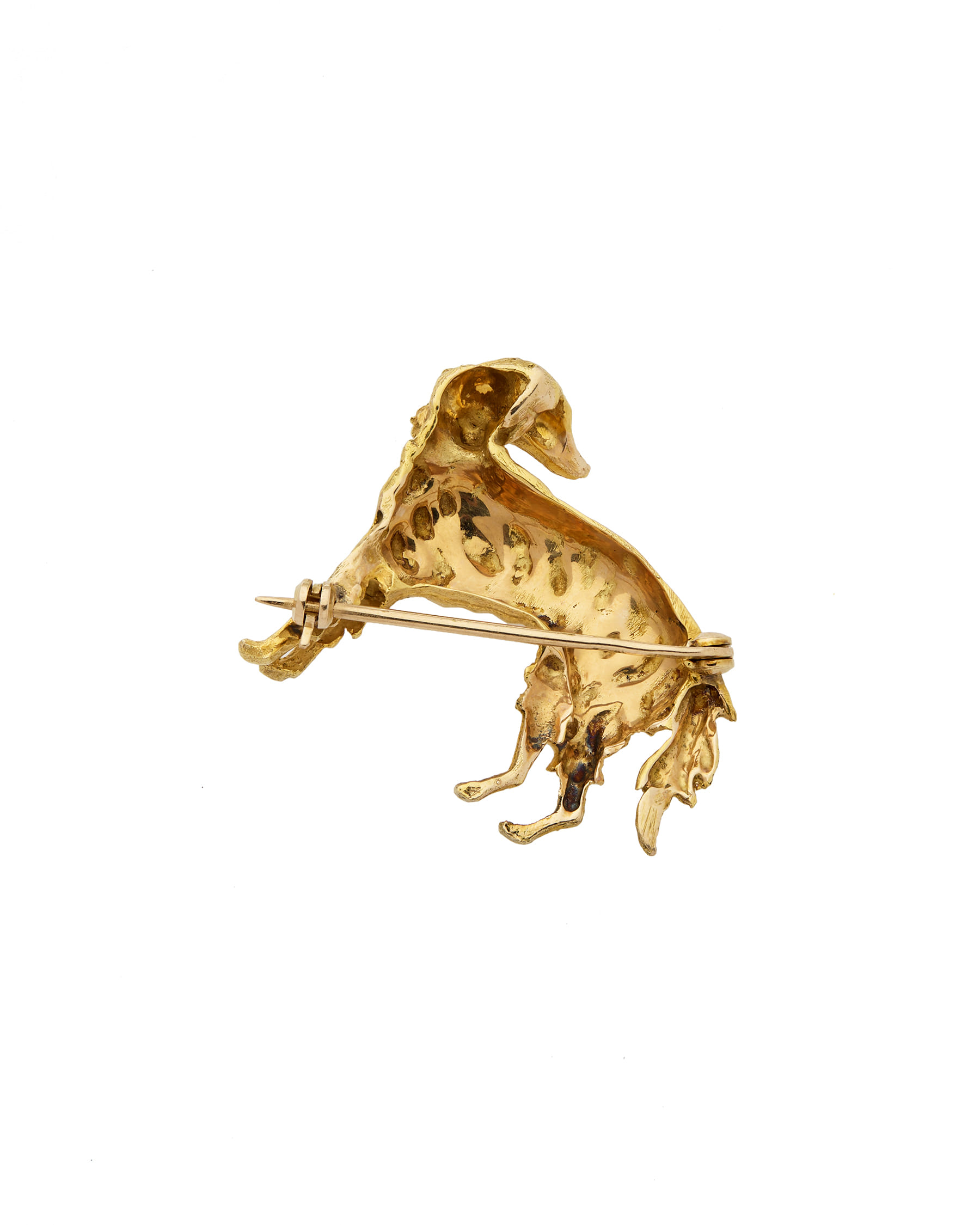 Spilla vintage cane levriero in oro giallo-2