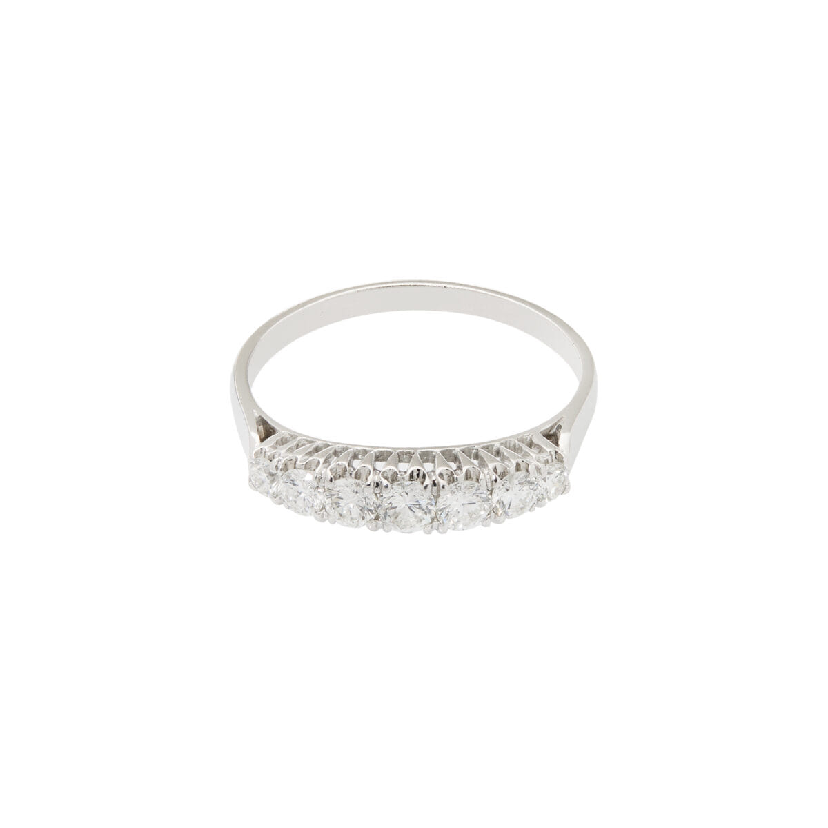 Anello veretta in oro bianco con 7 diamanti 0,55 ct-1