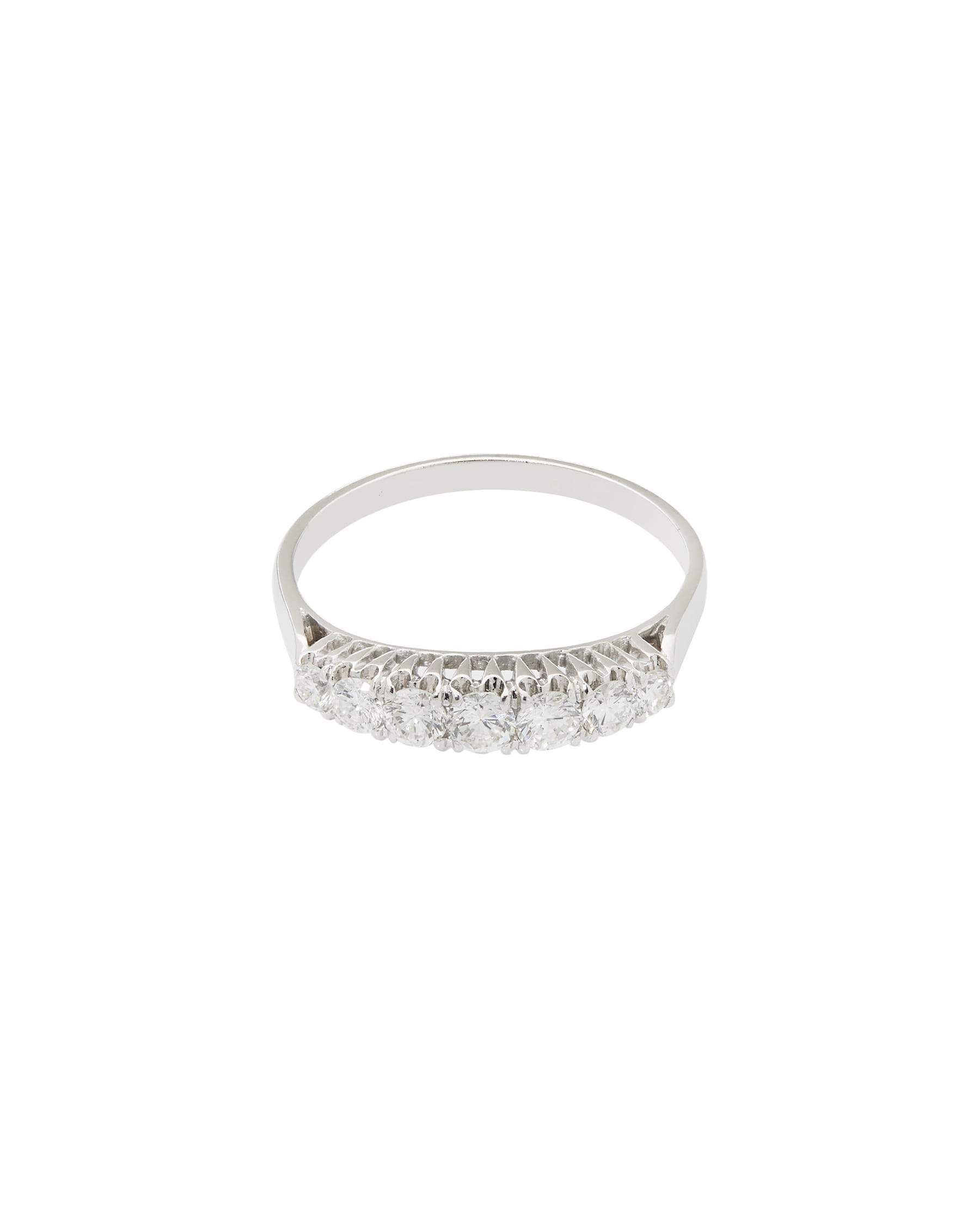 Anello veretta in oro bianco con 7 diamanti 0,55 ct-1