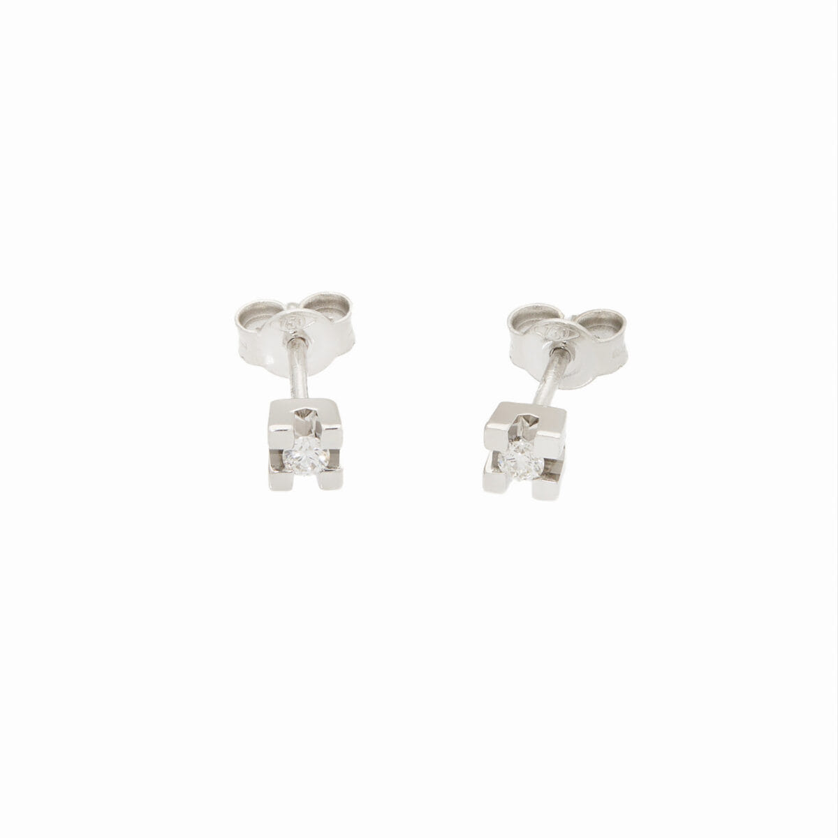 Orecchini punto luce in oro bianco con diamanti 0,08 ct-1