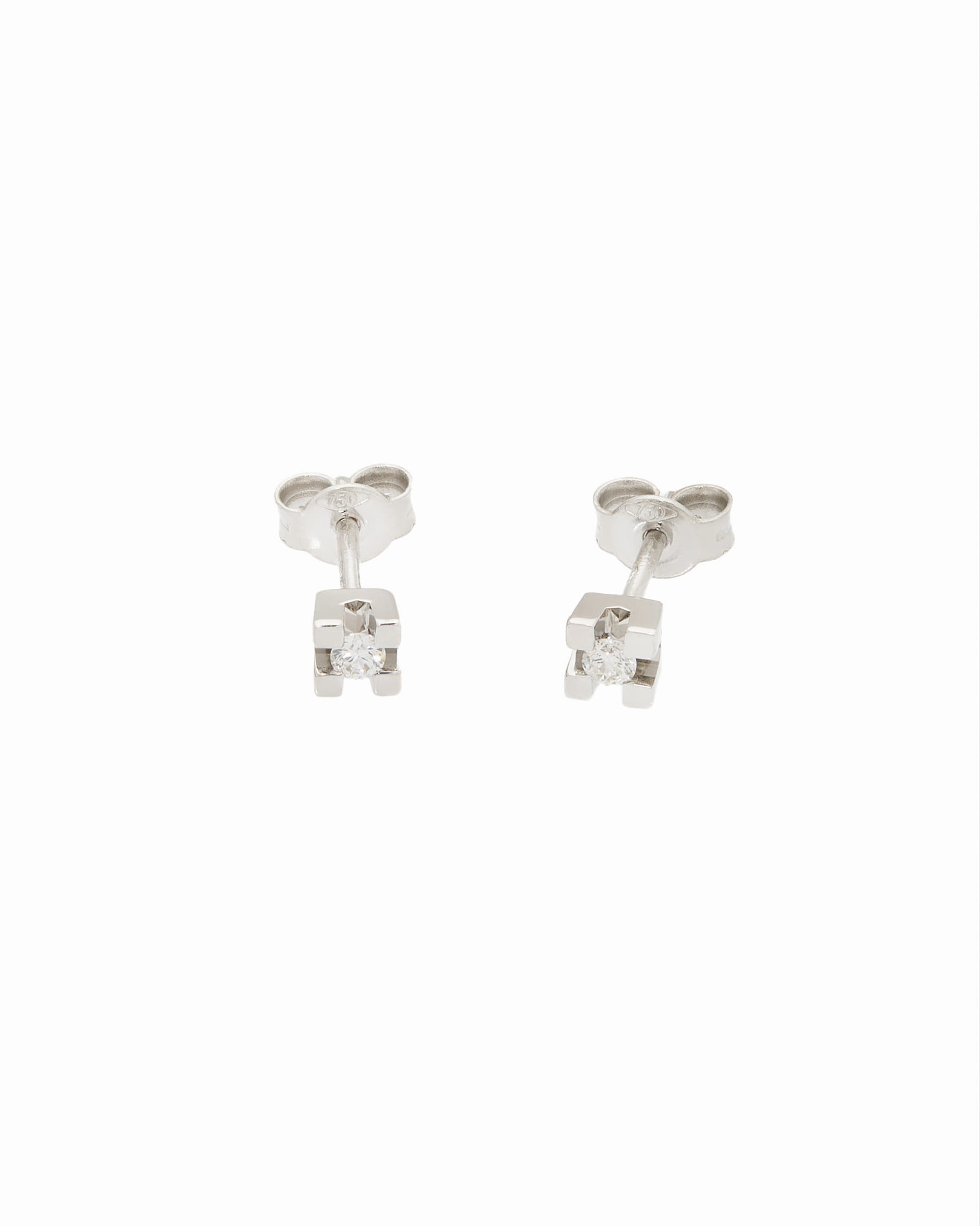 Orecchini punto luce in oro bianco con diamanti 0,08 ct-1