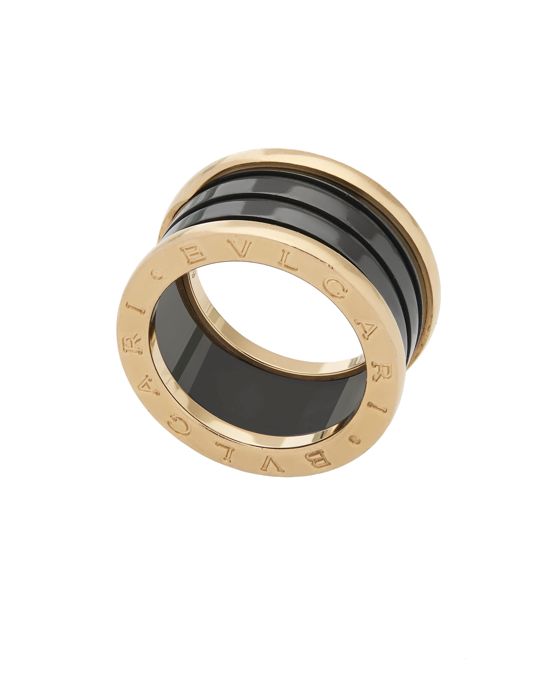 Anello bulgari bzero1 in oro rosa e ceramica nera-2
