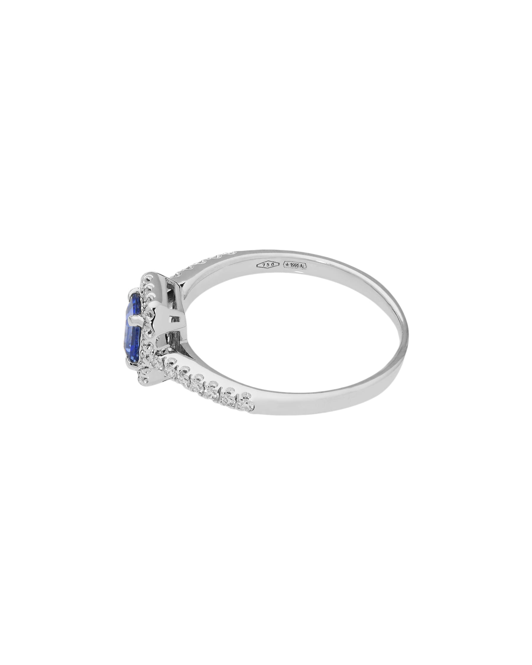 Anello oro bianco con zaffiro blu e diamanti-2