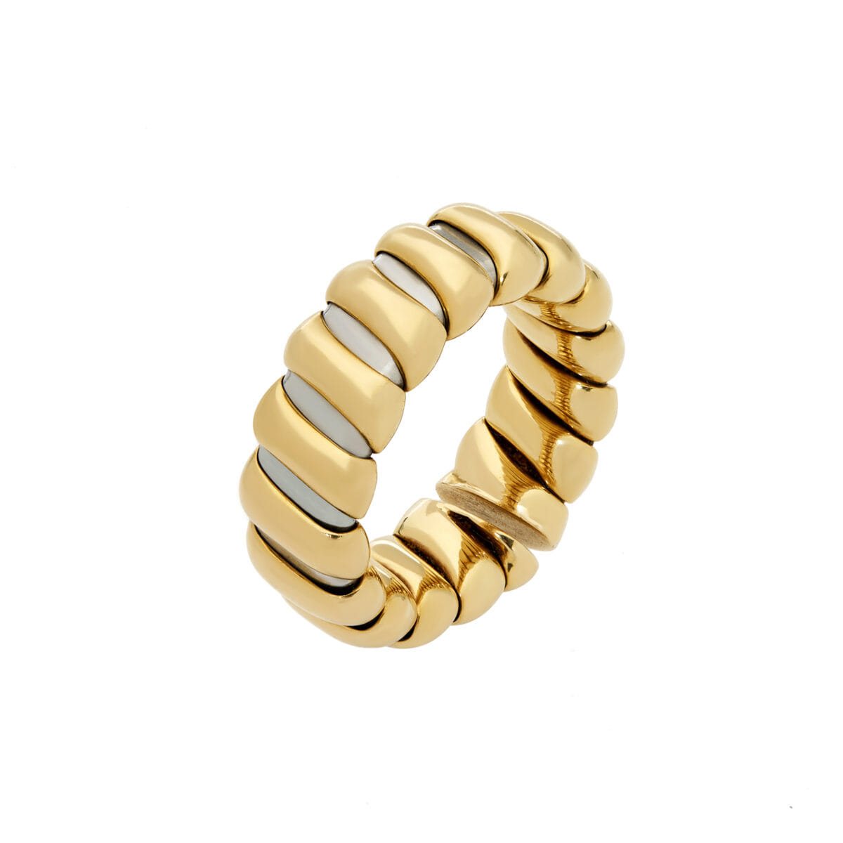 Anello bulgari tubogas vintage in oro giallo e acciaio-1