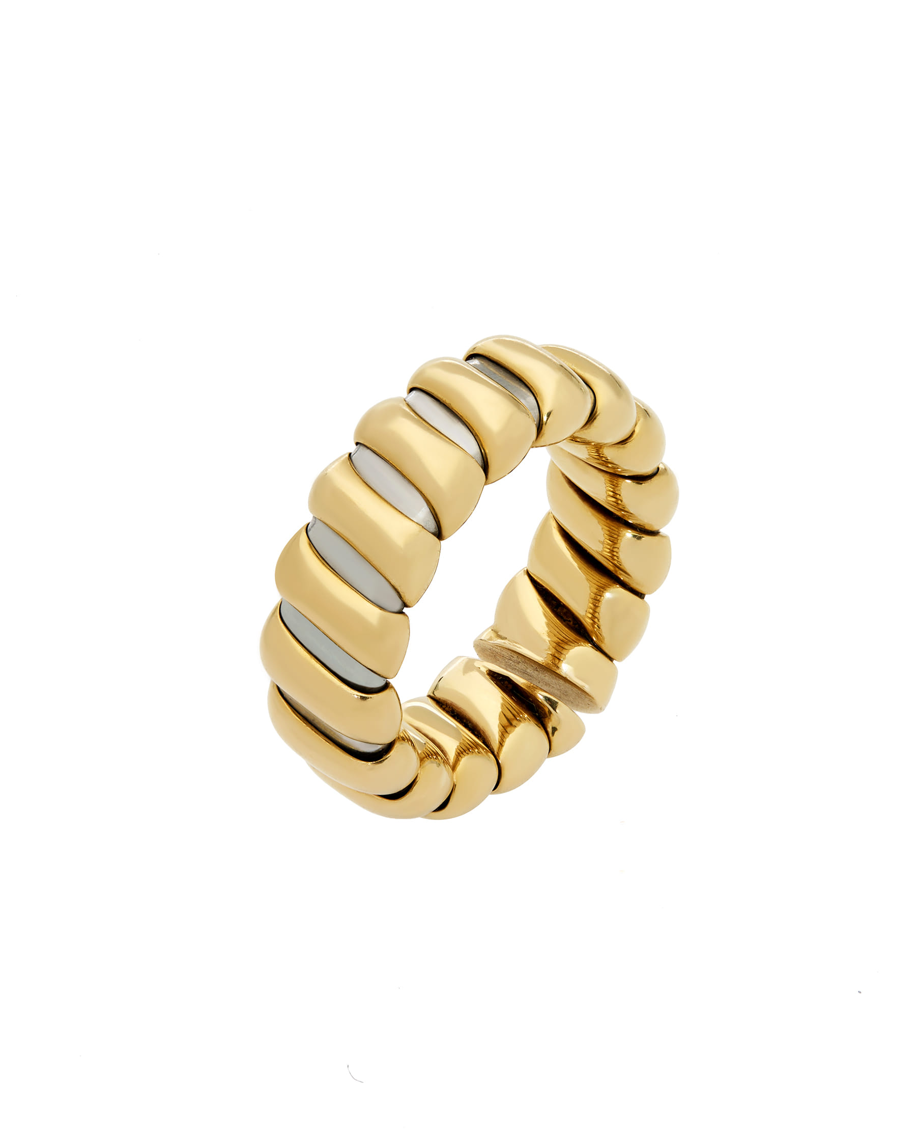 Anello bulgari tubogas vintage in oro giallo e acciaio-1