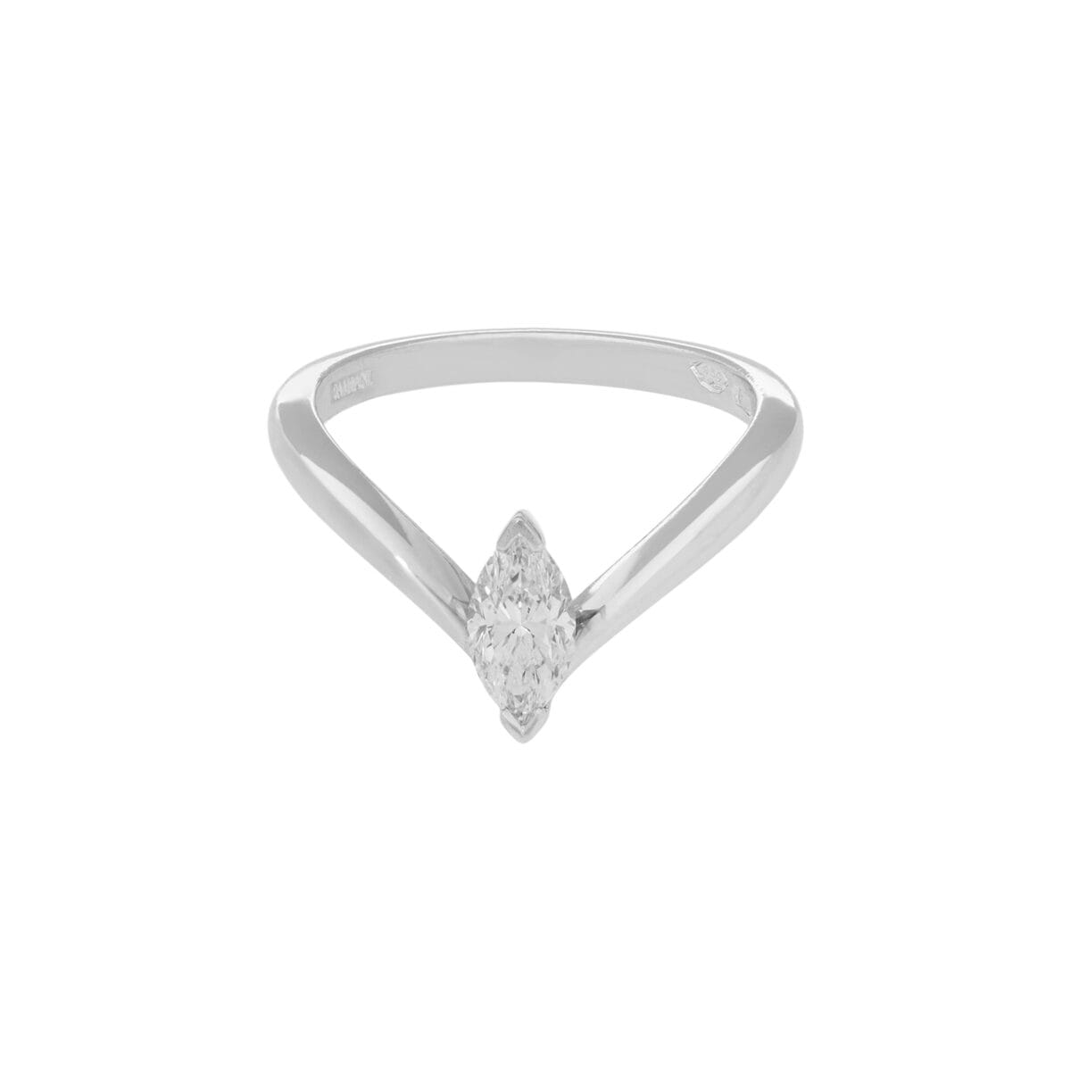 Anello solitario damiani veramore in platino con diamante marquise-1