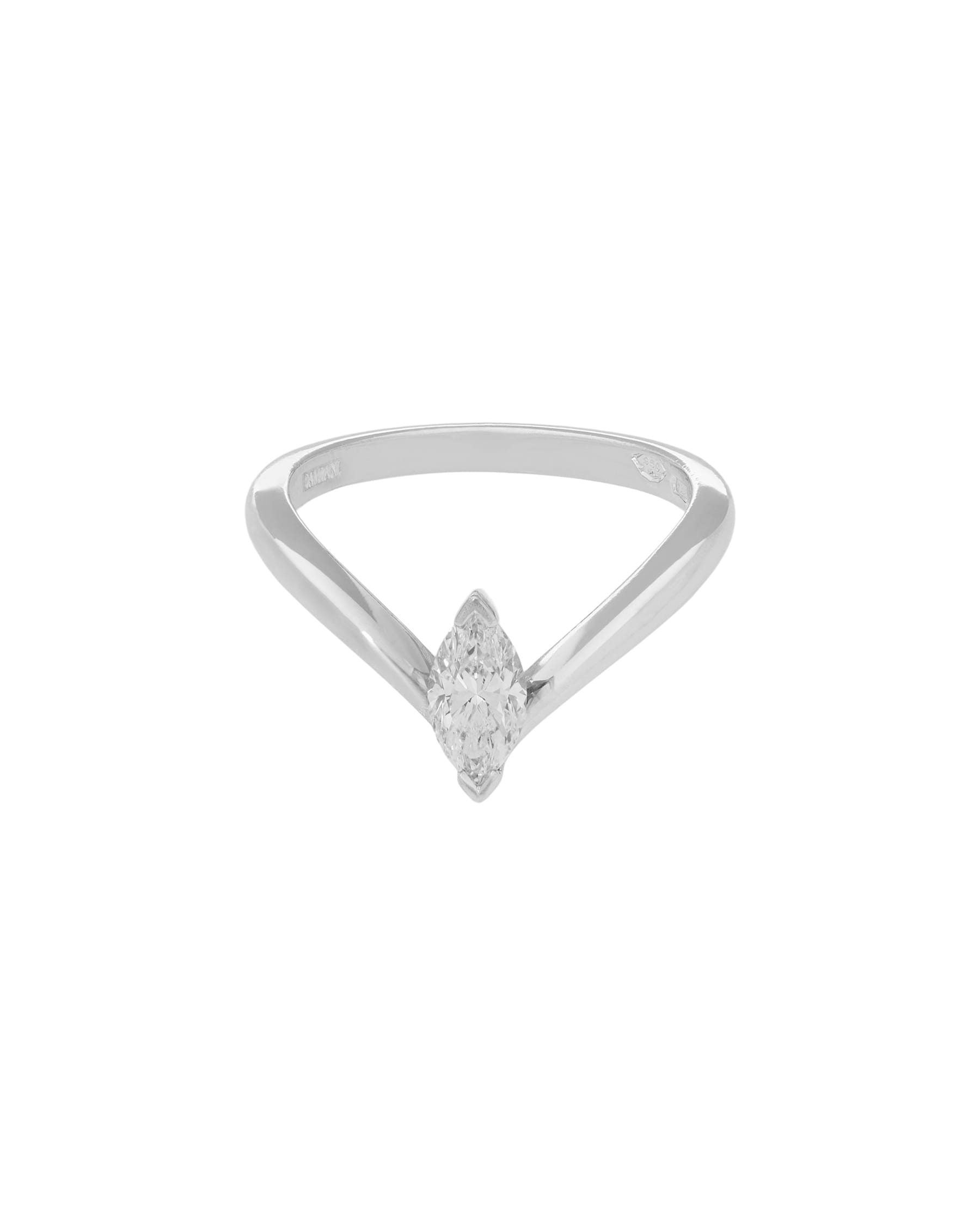 Anello solitario damiani veramore in platino con diamante marquise-1
