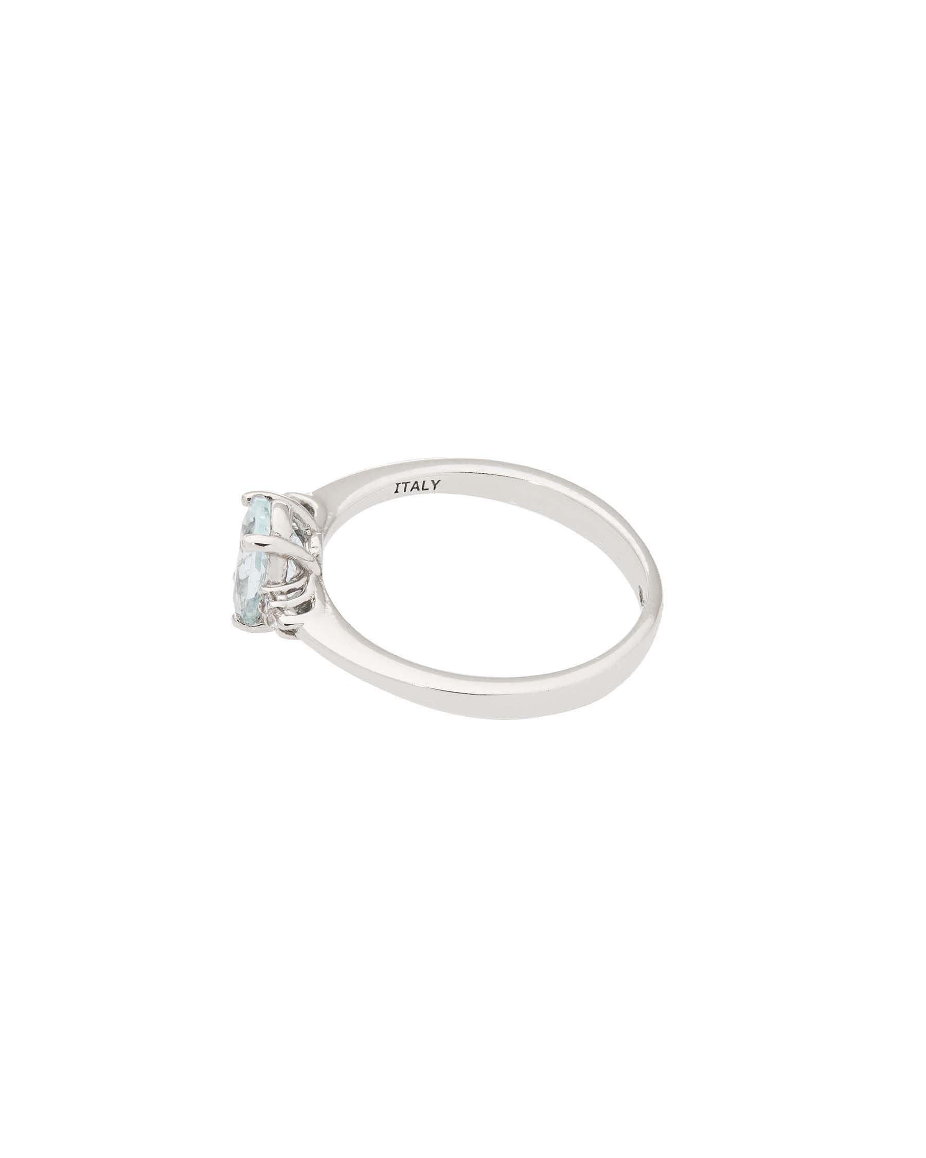 Anello in oro bianco con acquamarina centrale e diamanti laterali-2