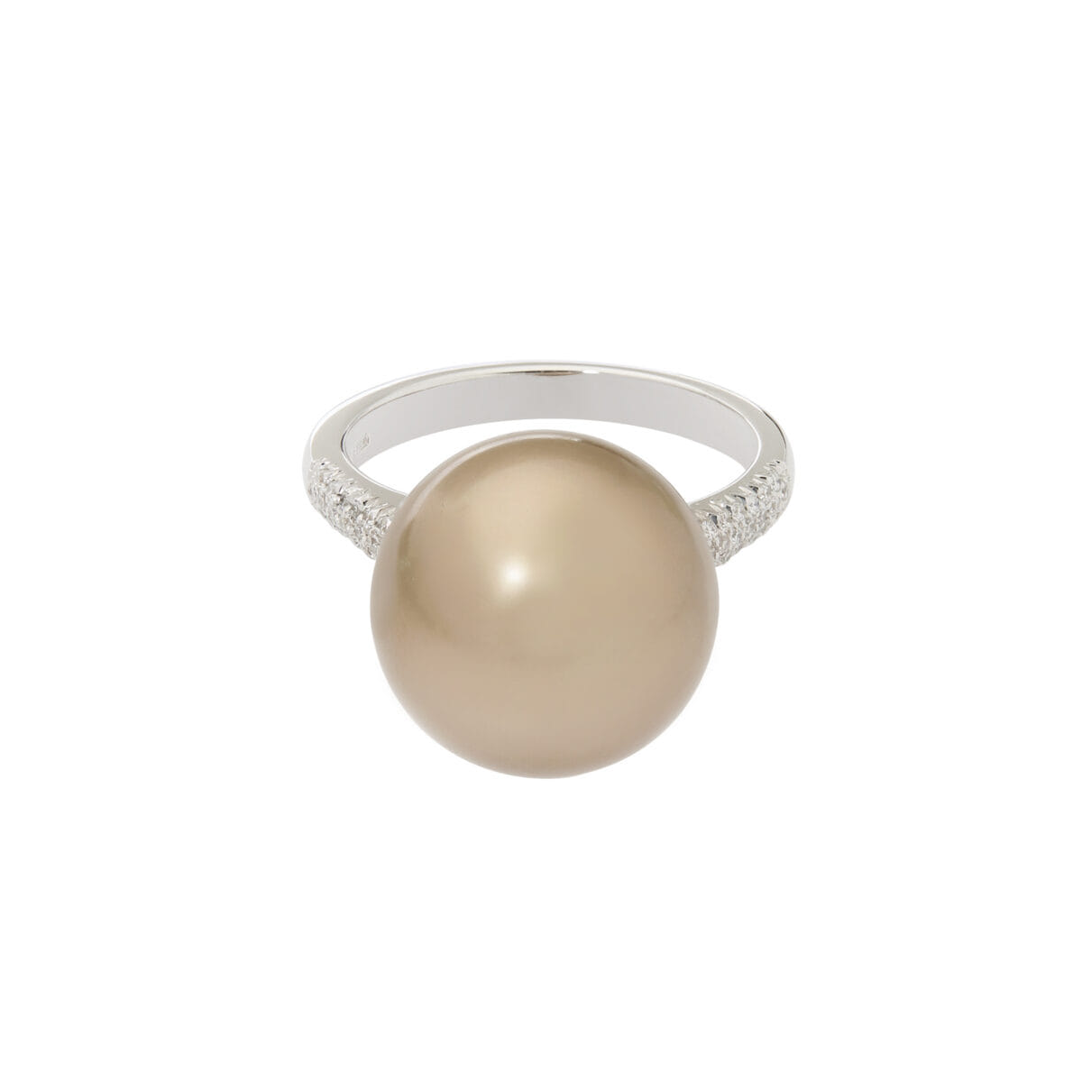 Anello in oro bianco con perla tahiti e diamanti-1