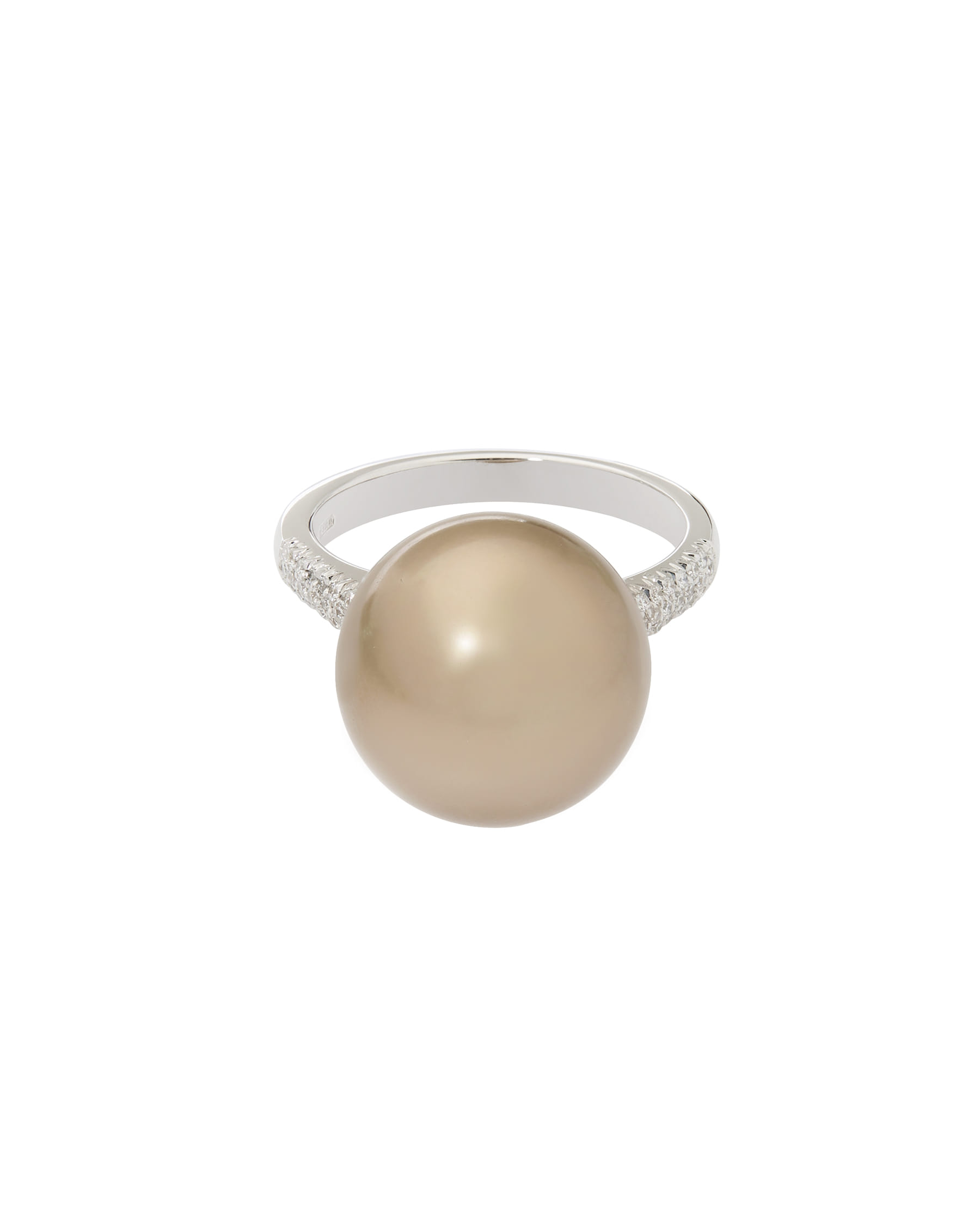 Anello in oro bianco con perla tahiti e diamanti-1