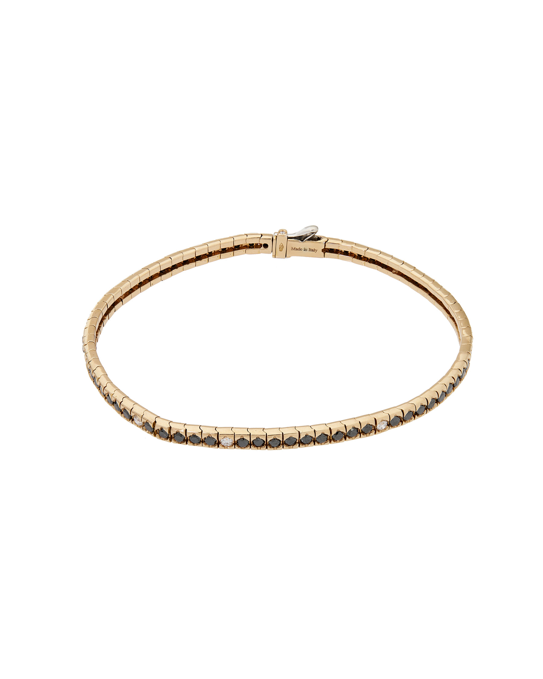Bracciale tennis in oro rosa con diamanti neri e bianchi-1