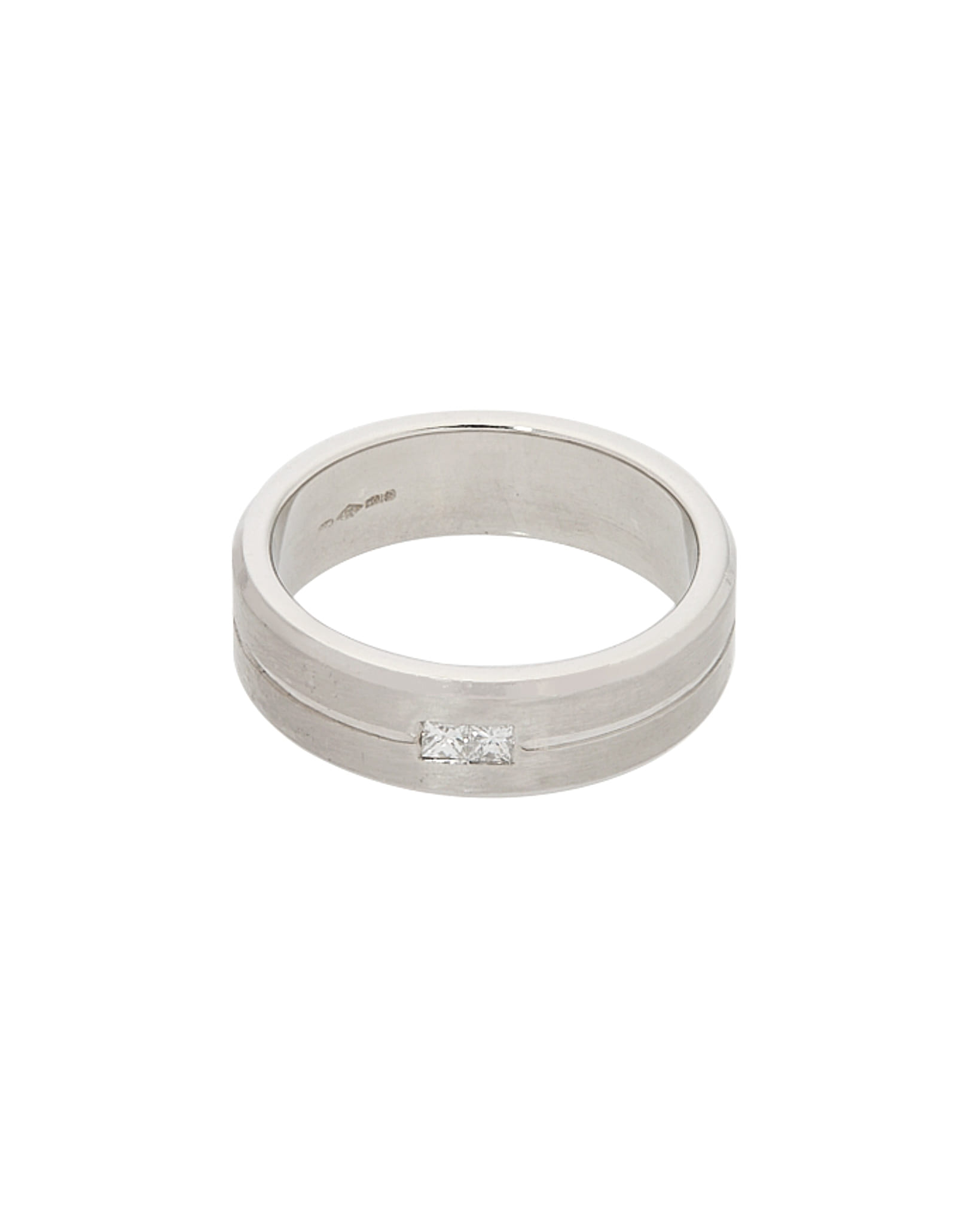Fede 6 mm in platino lucido e satino con diamanti-2