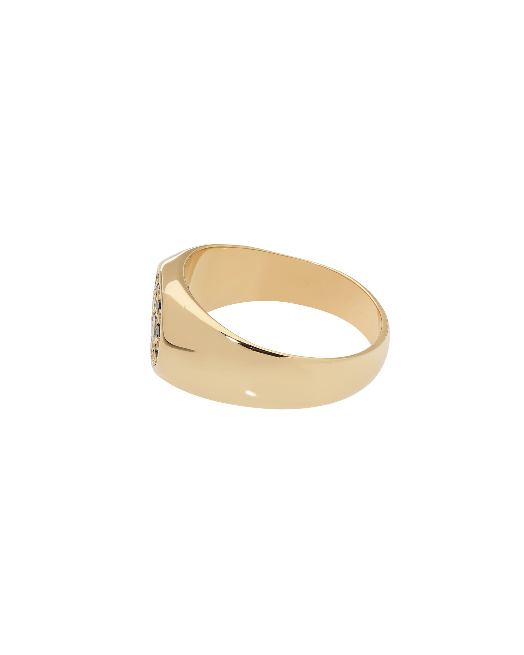 Anello sigillo in oro giallo con zaffiri e diamanti-2