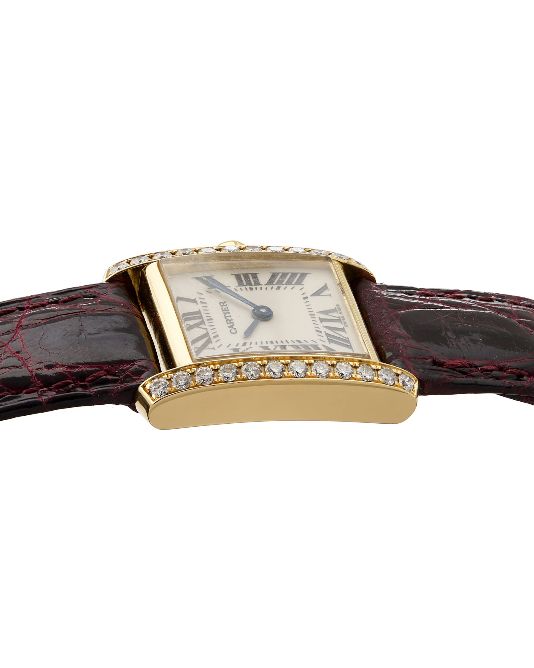 Cartier tank française ref 2385 yellow gold diamond bezel-3