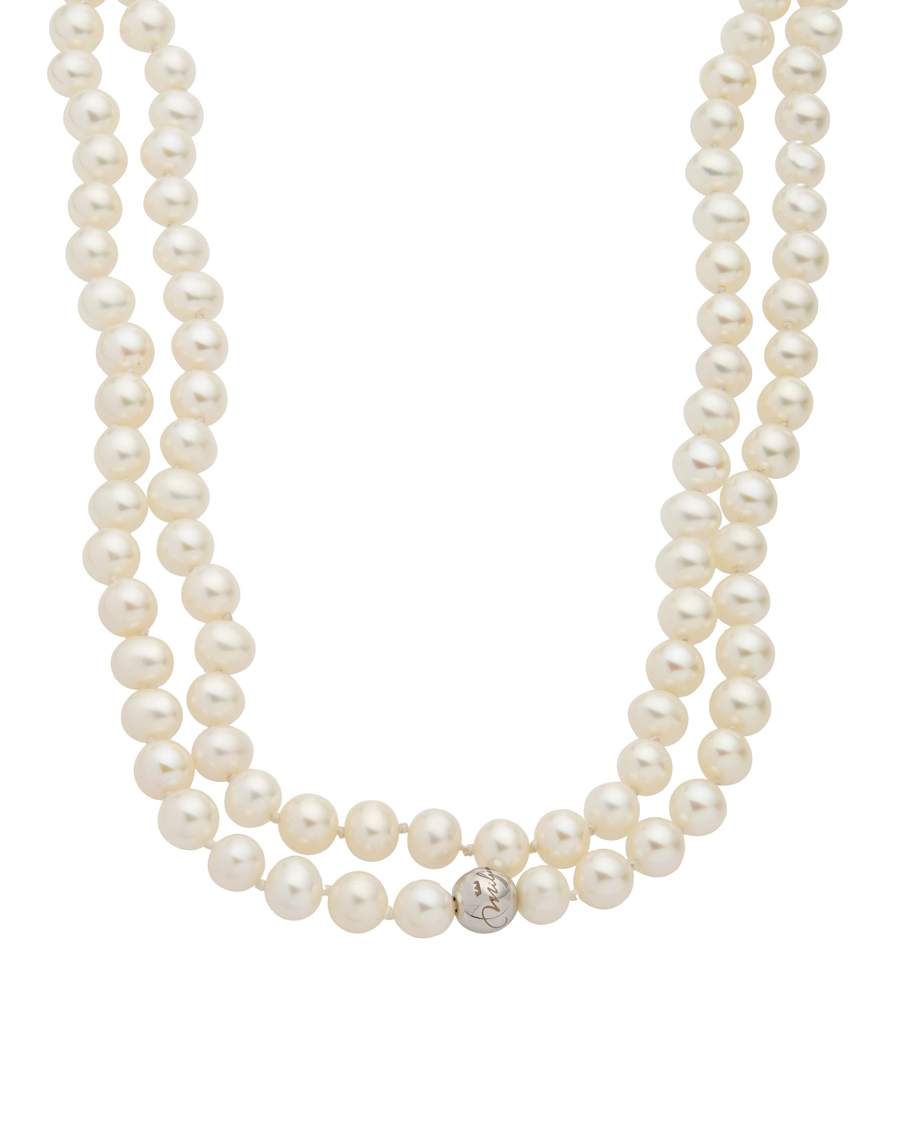 Collana di perle Miluna con chiusura in oro bianco
