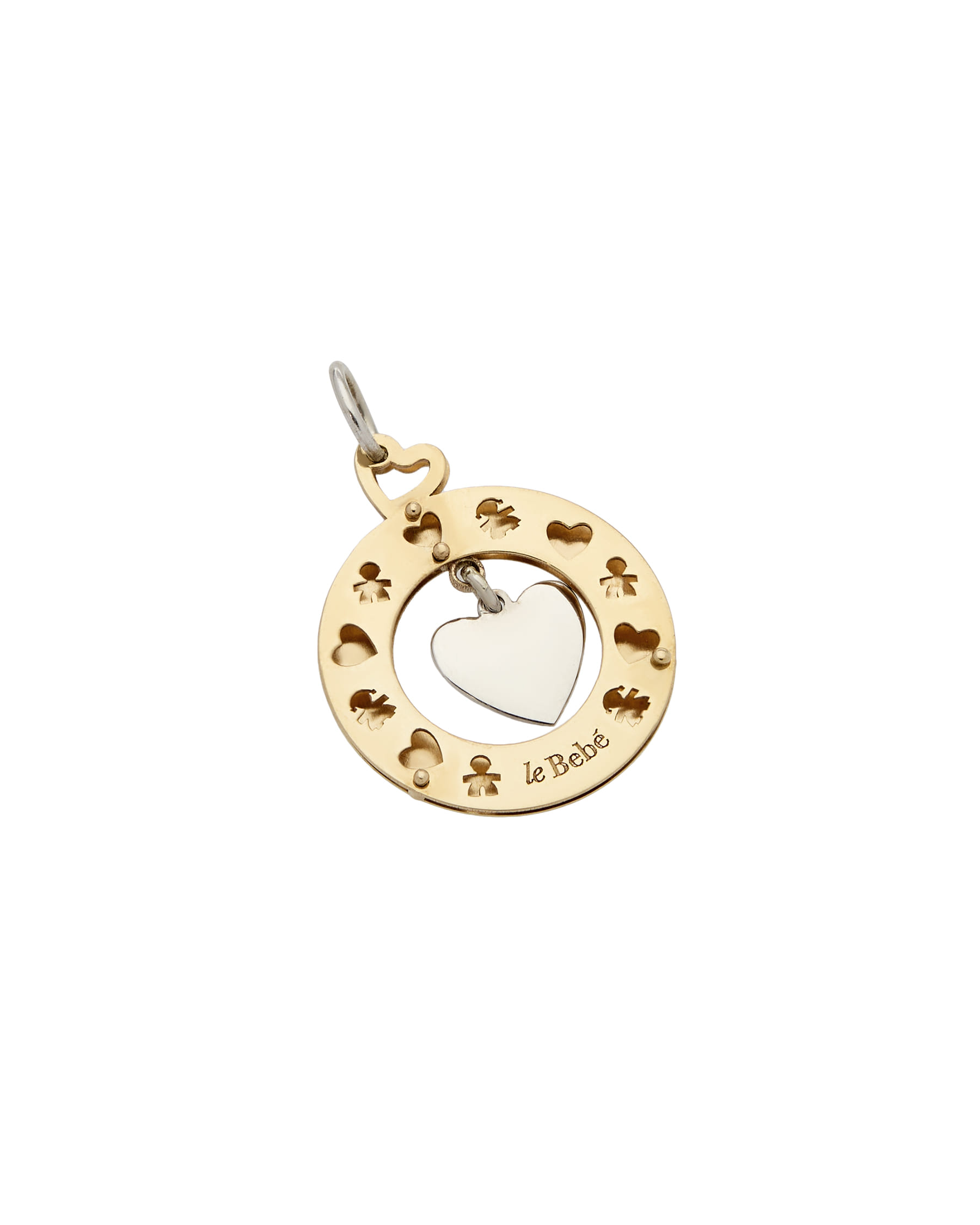 Ciondolo le bebé fiera di essere mamma in oro giallo e bianco con diamante-2