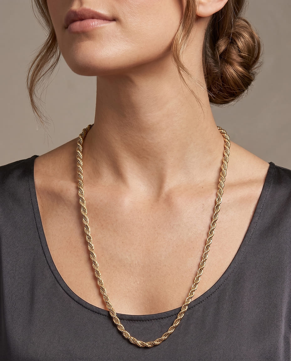 Collana maglia torchon e veneziana in oro giallo e bianco-3
