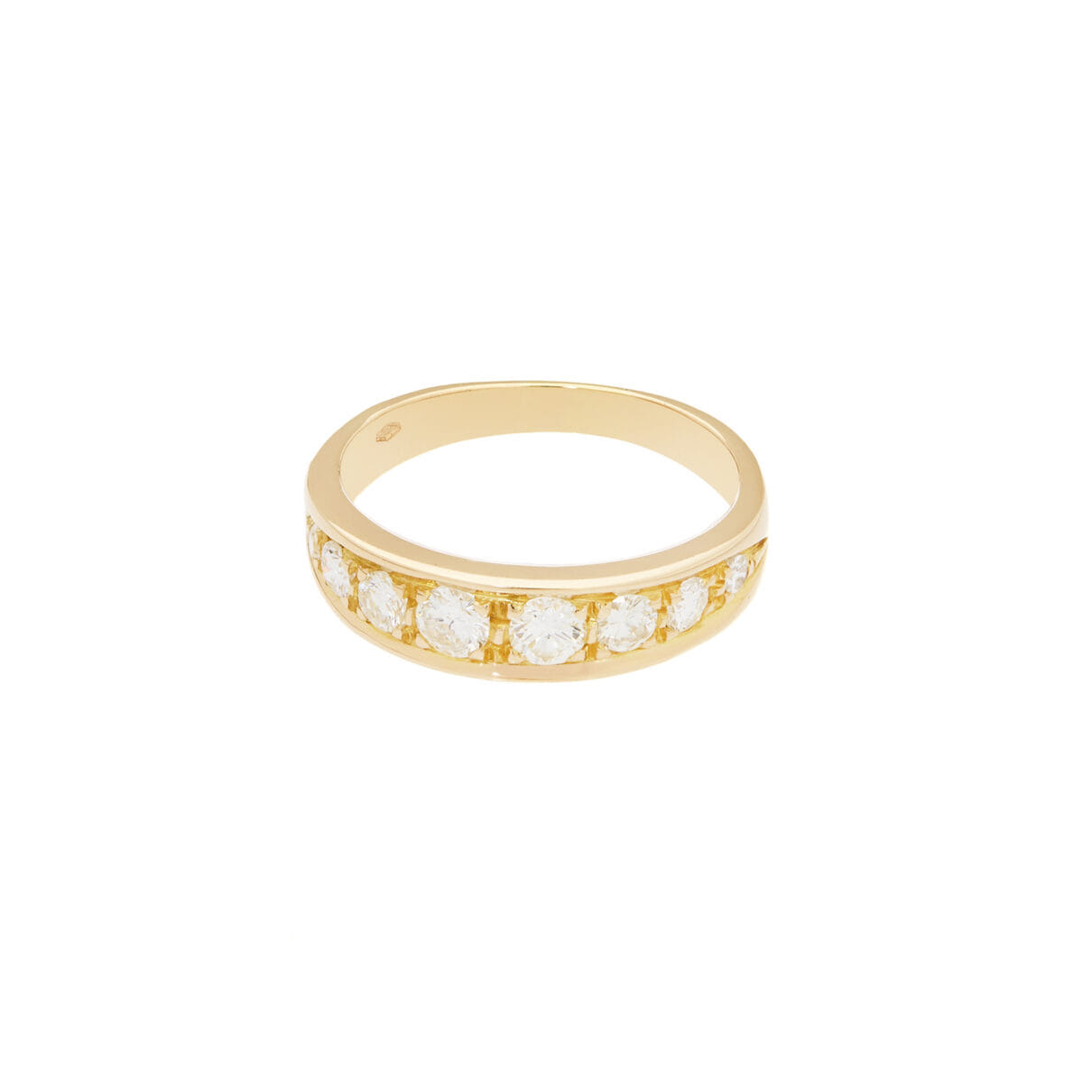 Anello veretta in oro giallo con 8 diamanti-1