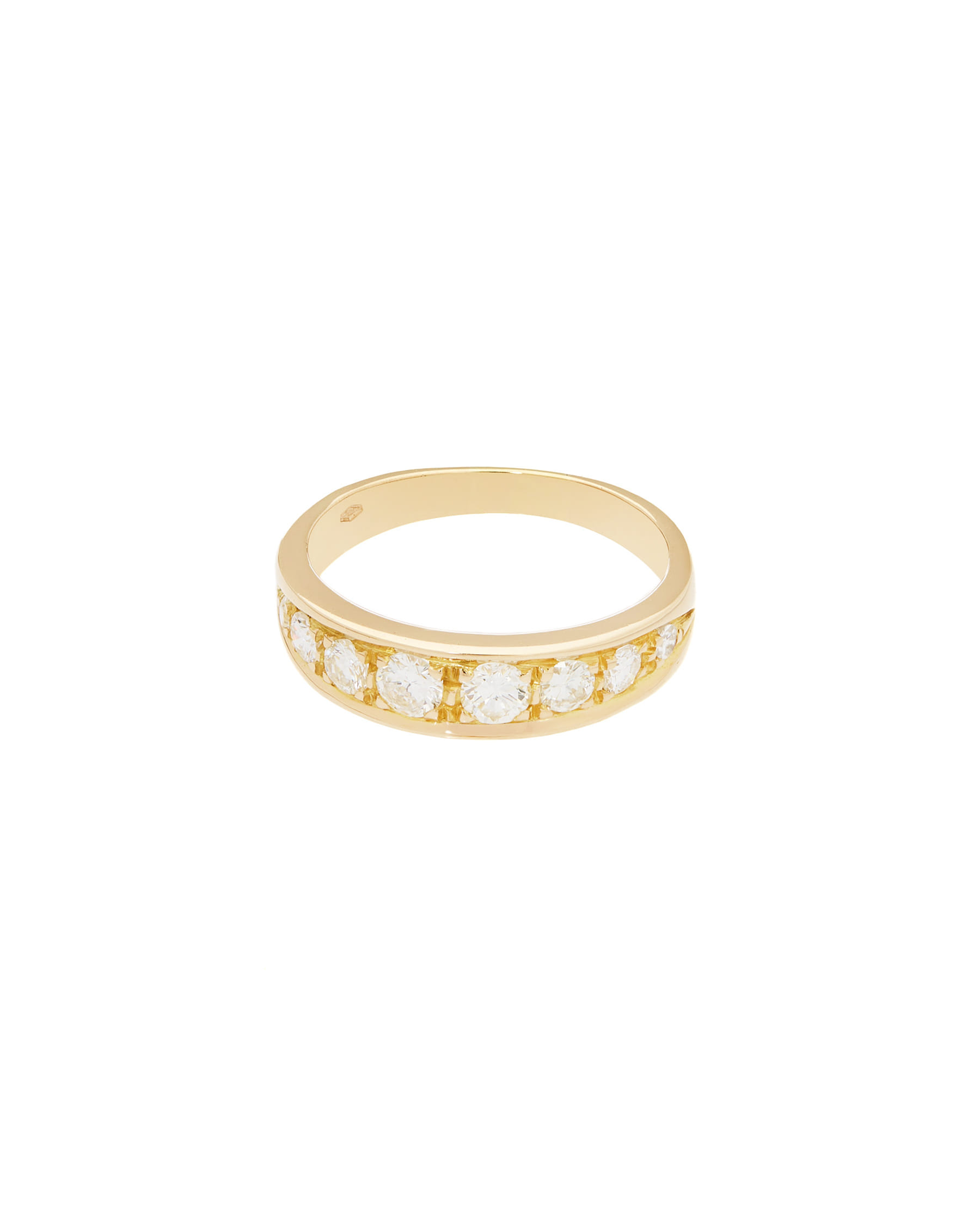 Anello veretta in oro giallo con 8 diamanti-1