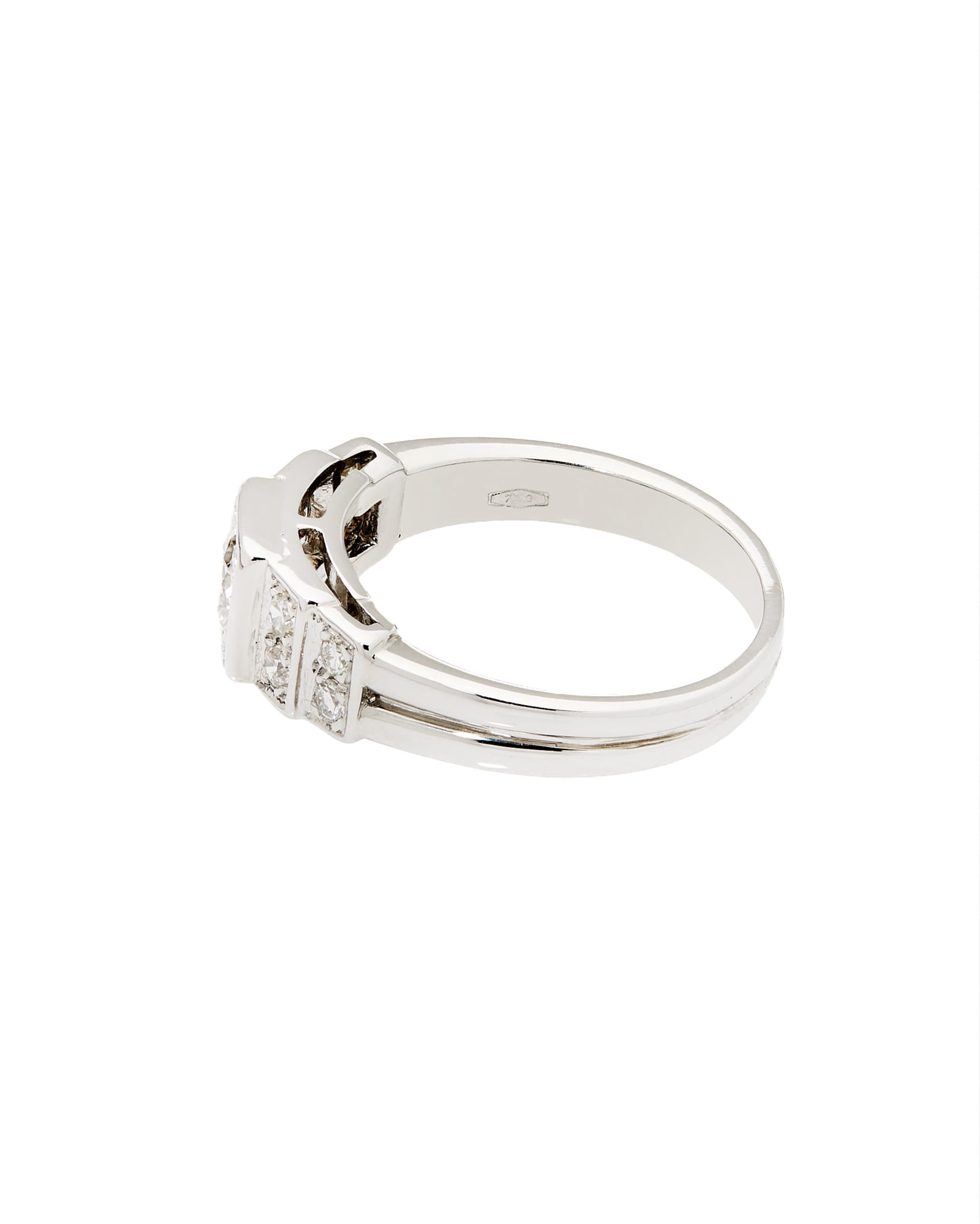 Anello stile art decò in oro bianco con diamanti-2