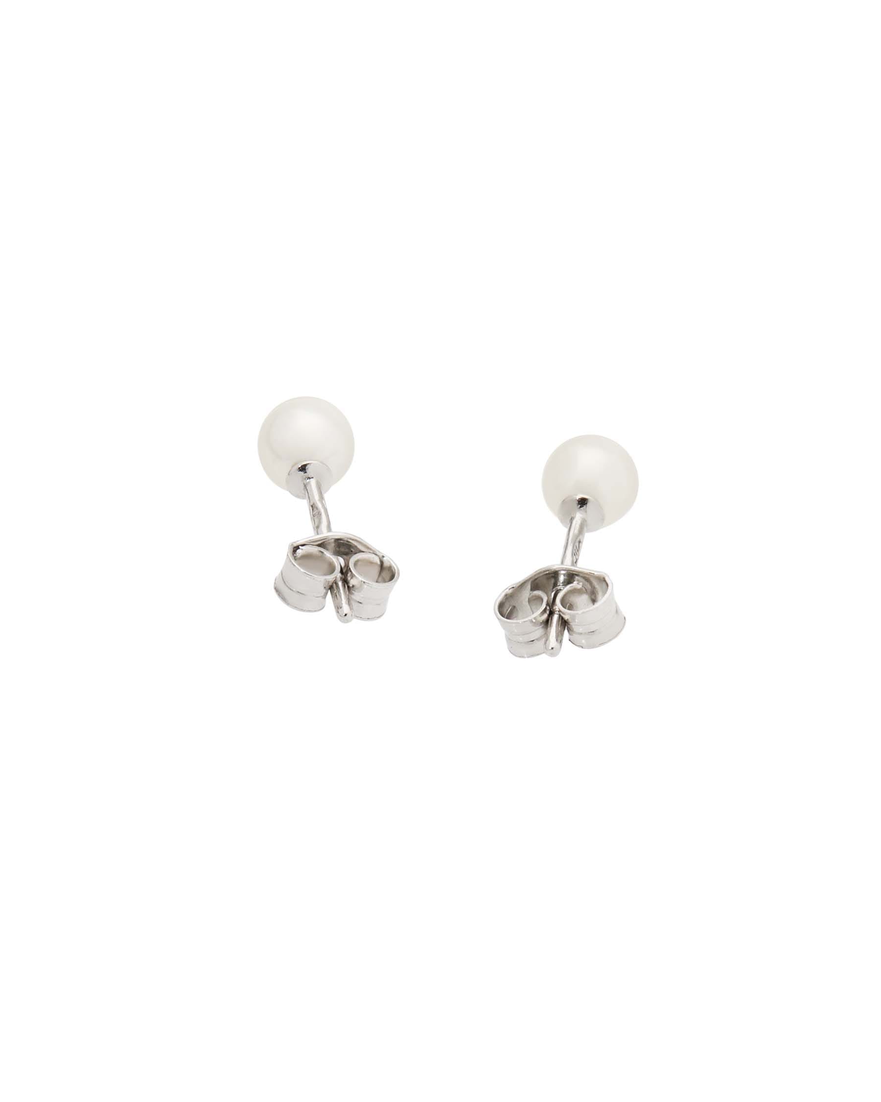 Orecchini con perle fiume 4 mm in oro bianco-2