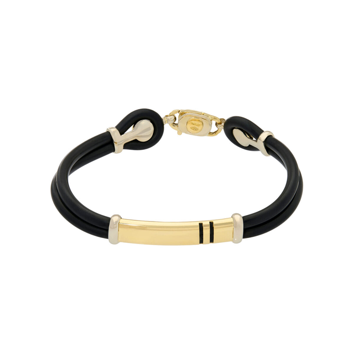 Bracciale caucciù oro giallo e bianco-1