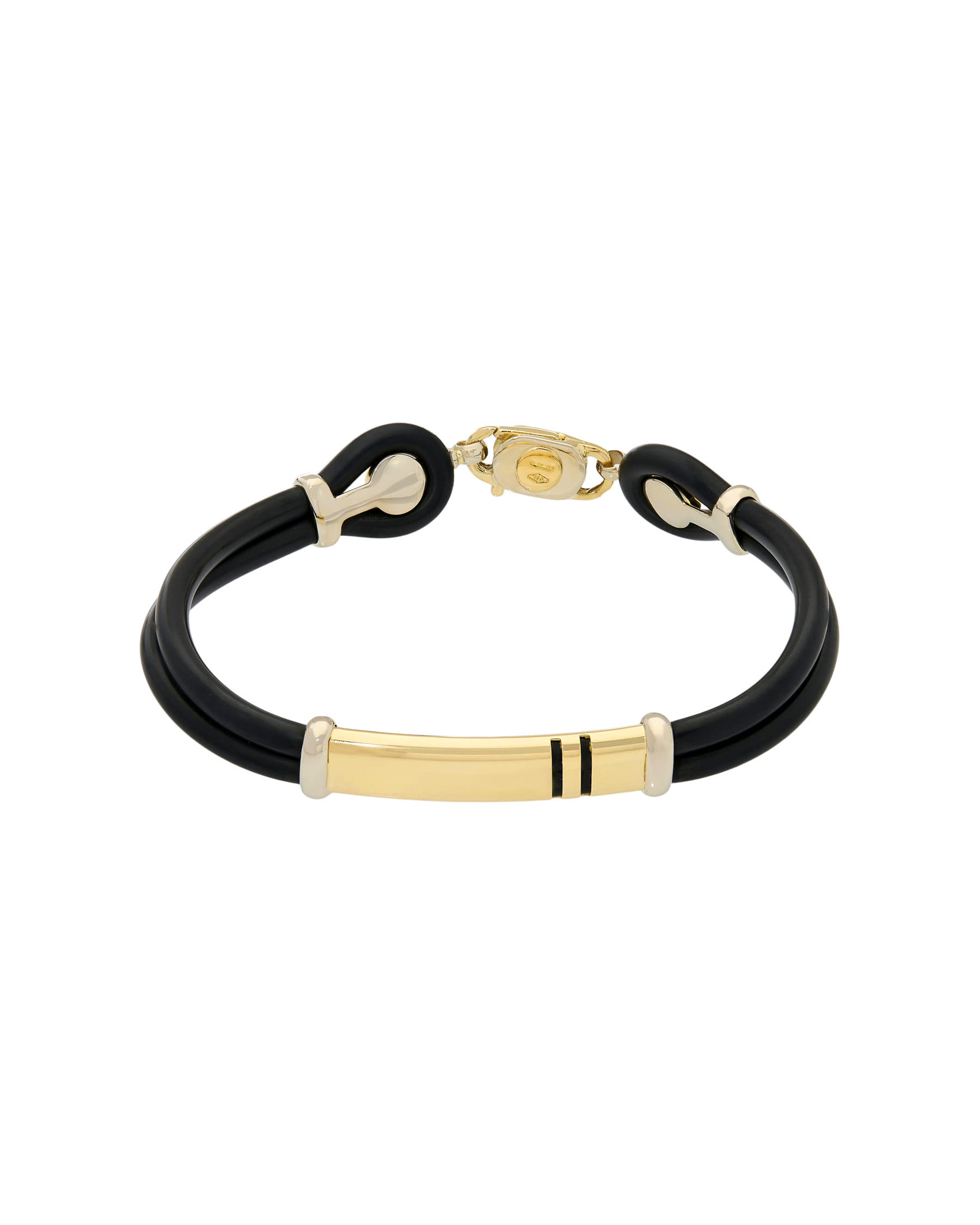 Bracciale caucciù oro giallo e bianco-1