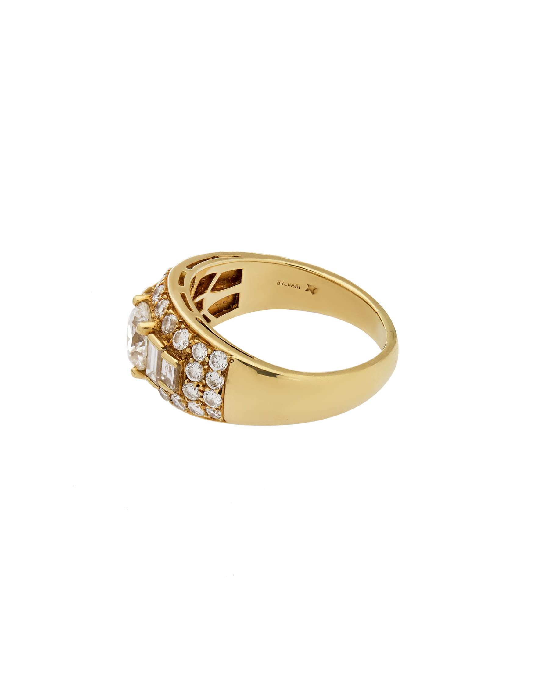 Anello trombino bulgari in oro giallo con diamanti-3