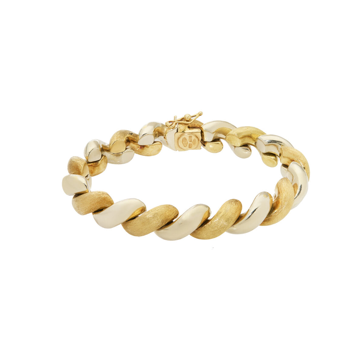 Bracciale maglia san marco in oro giallo e bianco satinato e lucido-1