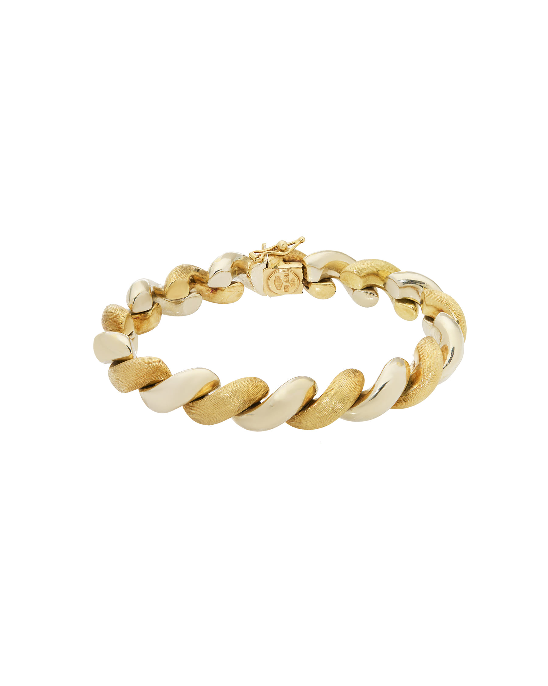 Bracciale maglia san marco in oro giallo e bianco satinato e lucido-1