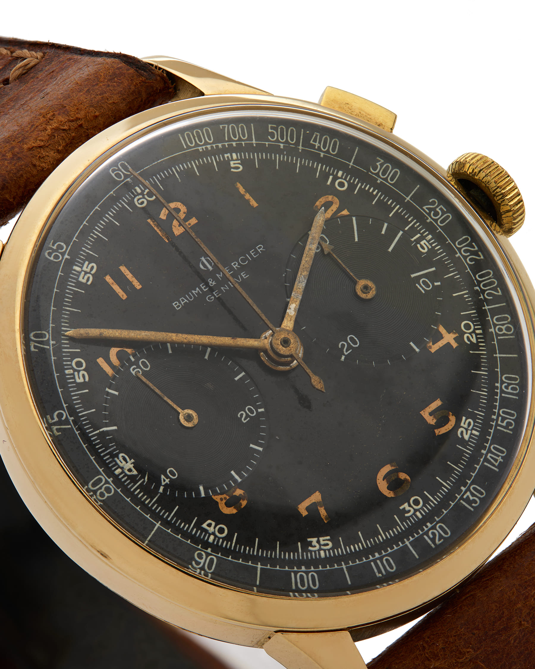Baume & mercier chronograph vintage oro 18kt cal l 148-2