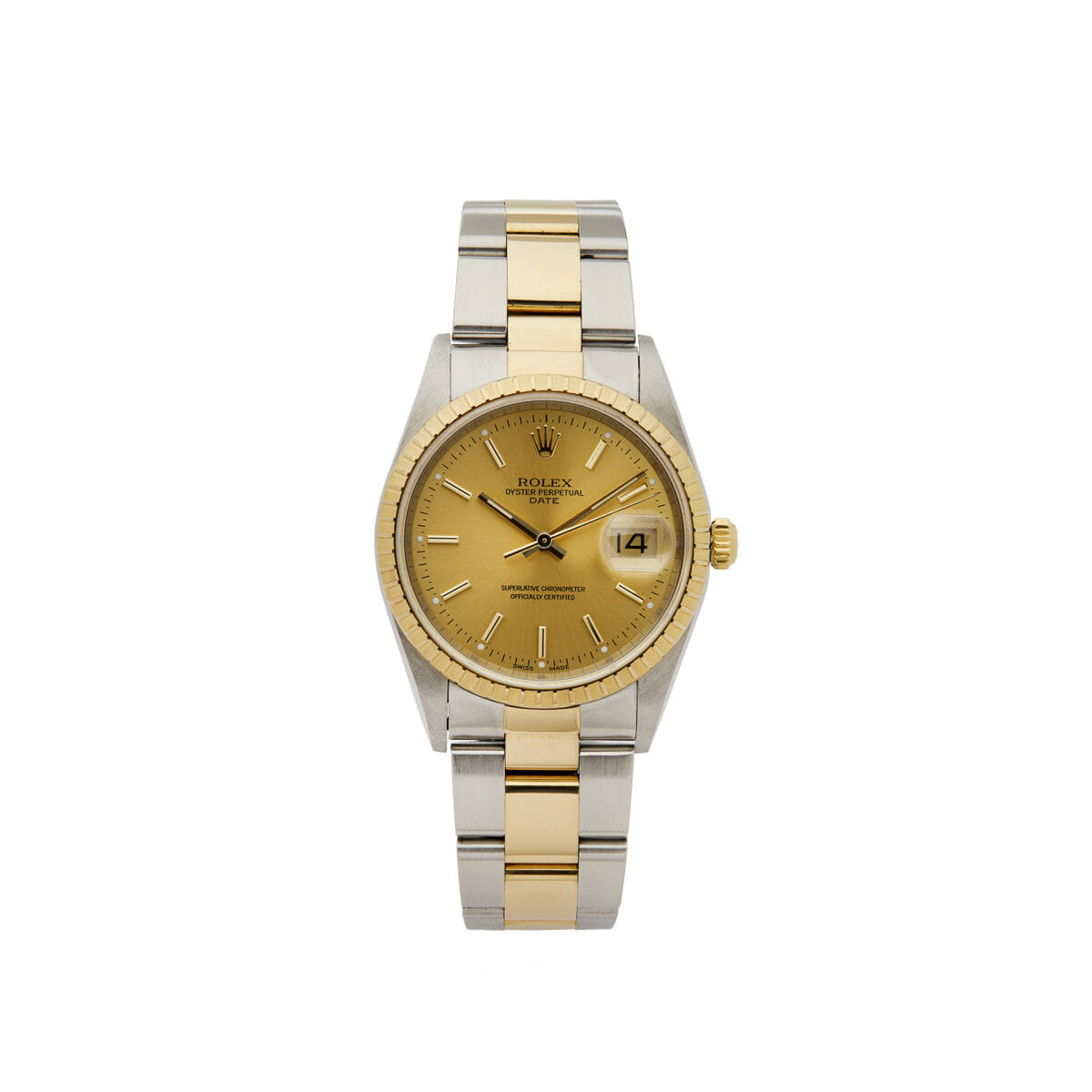 Rolex oyster perpetual date automatic steel gold 34mm ref 15223-1